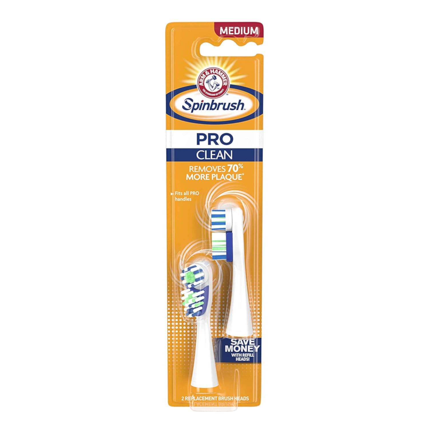 Spinbrush ARM & HAMMER Pro Series Daily Clean Battery Toothbrush Refills, Medium Spinbrush