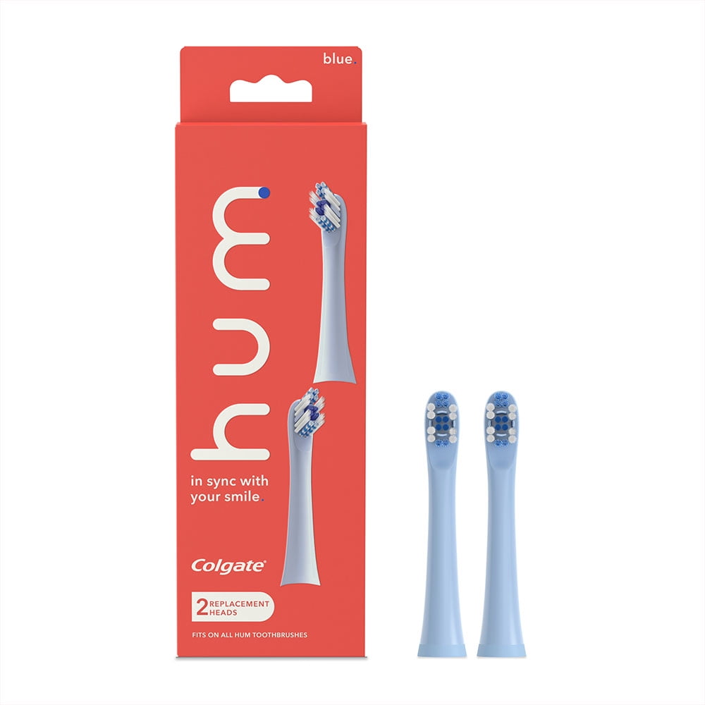 hum by Colgate Replacement Toothbrush Heads, Blue hum Replacement Heads, 2 Pack Colgate