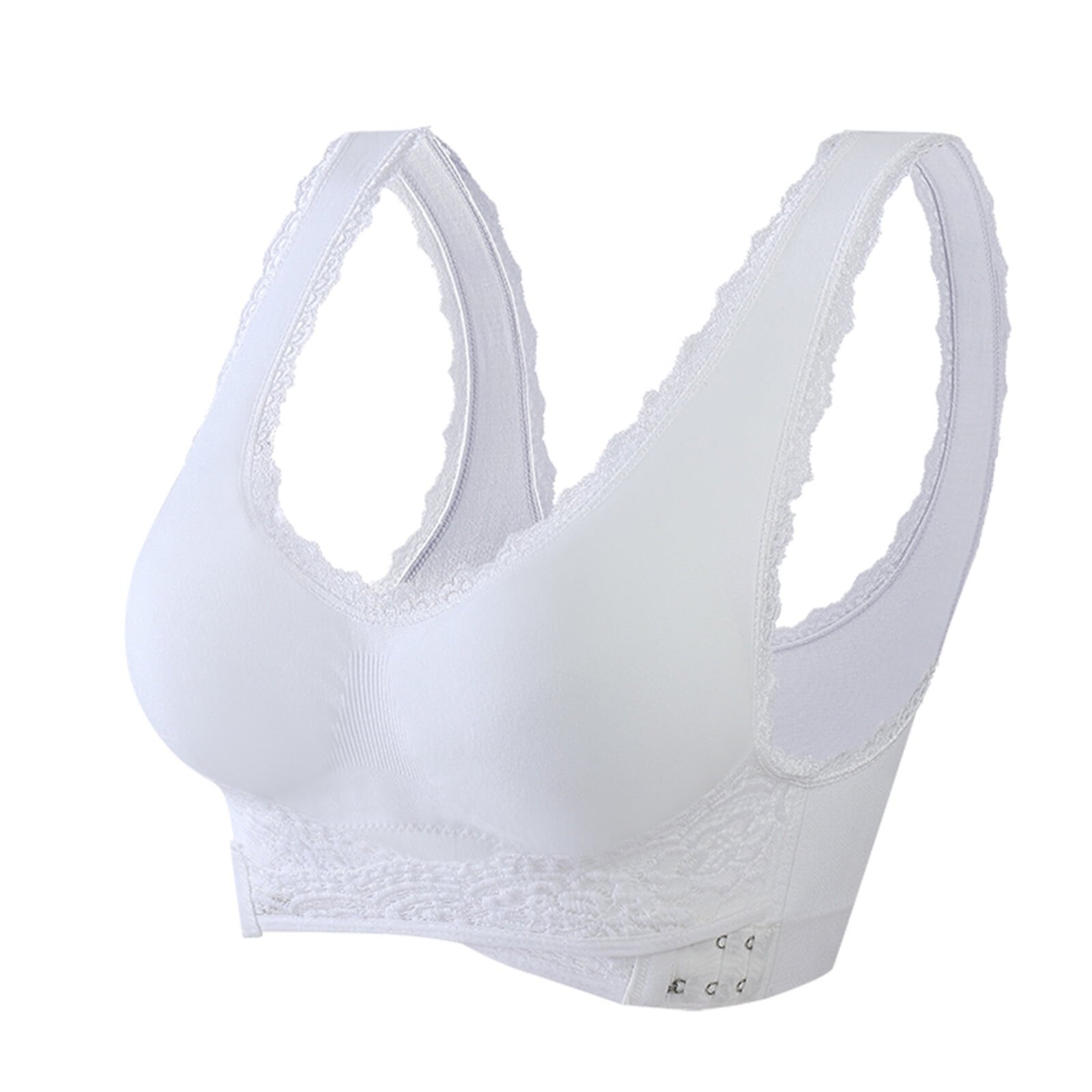 Huuilaibazoo Plus Size Women Lace Bras Front Cross Push up Wireless Full Coverage Comfort Breathable Bralette Huuilaibazoo