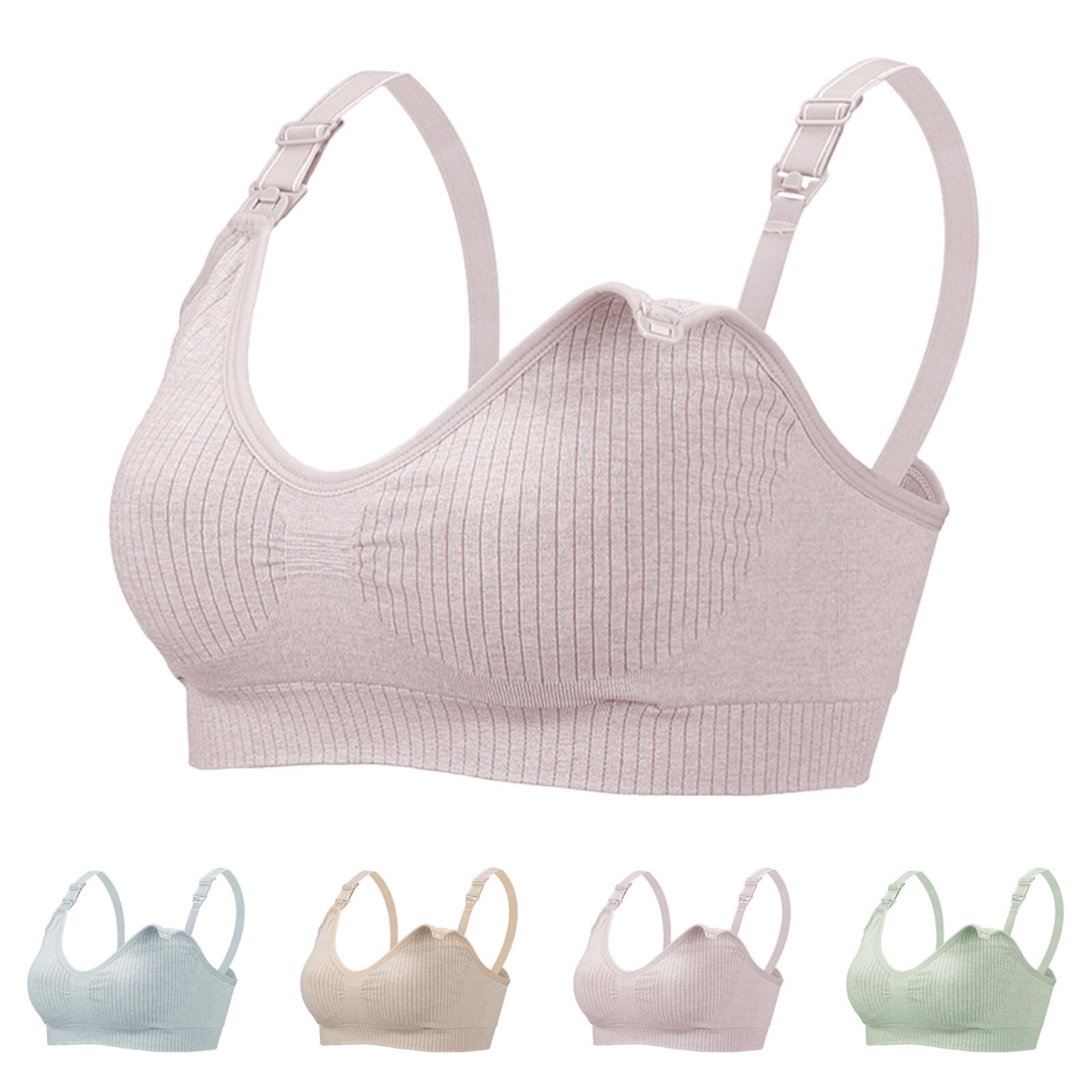 PEASKJP Maternity Sujetador Sujetador de Lactancia de Talla Grande para Mujer Inalámbrico para Dormir Maternity Sujetador de Lactancia Bralette for Lactancia Pregnancy (Rosa, L) PEASKJP