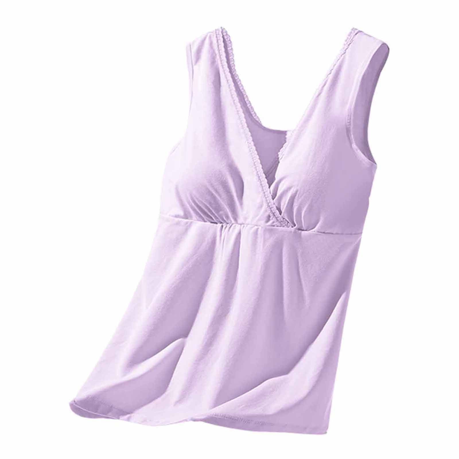 Hvyesh Clearance 2024 Support Nursing Tank Tops for Breastfeeding, Comfort Stretch Maternity Nursing Tank Top,Modert Vests Maternity Pajama Tops Nursing Cami Sleep Bra with Built in Bra Hvyesh