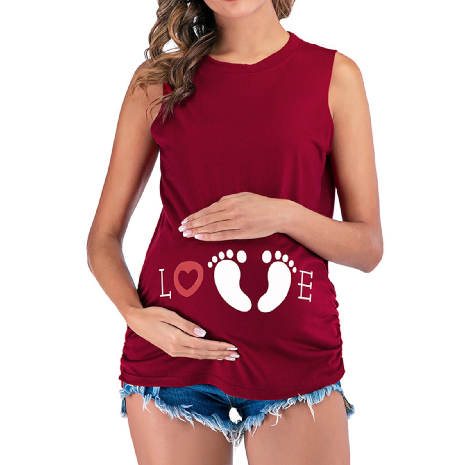 Hvyesh Flash Deals 2024 Funny Mama Shirts for Women Maternity Nursing Tank Tops Cute Graphic Tees Friendly Zip Sleeveless Pregnancy Ruched Sides Casual Shirt Hvyesh