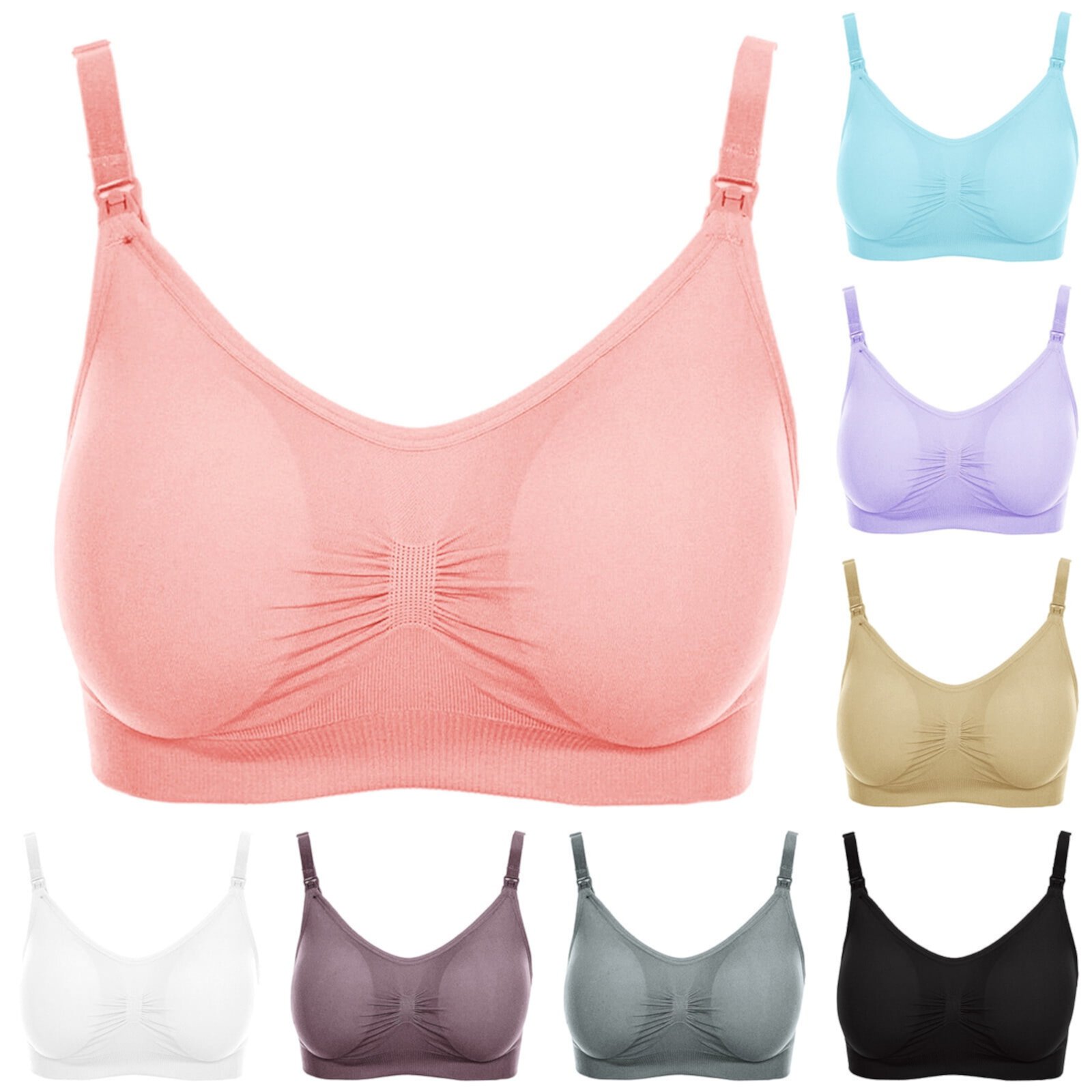 PEASKJP Maternity Bra Seamless Clip Down Deep V Neck Push Up Nursing Bra Maternity Bras Inlcuding Extenders Clips (Pink,3XL) PEASKJP