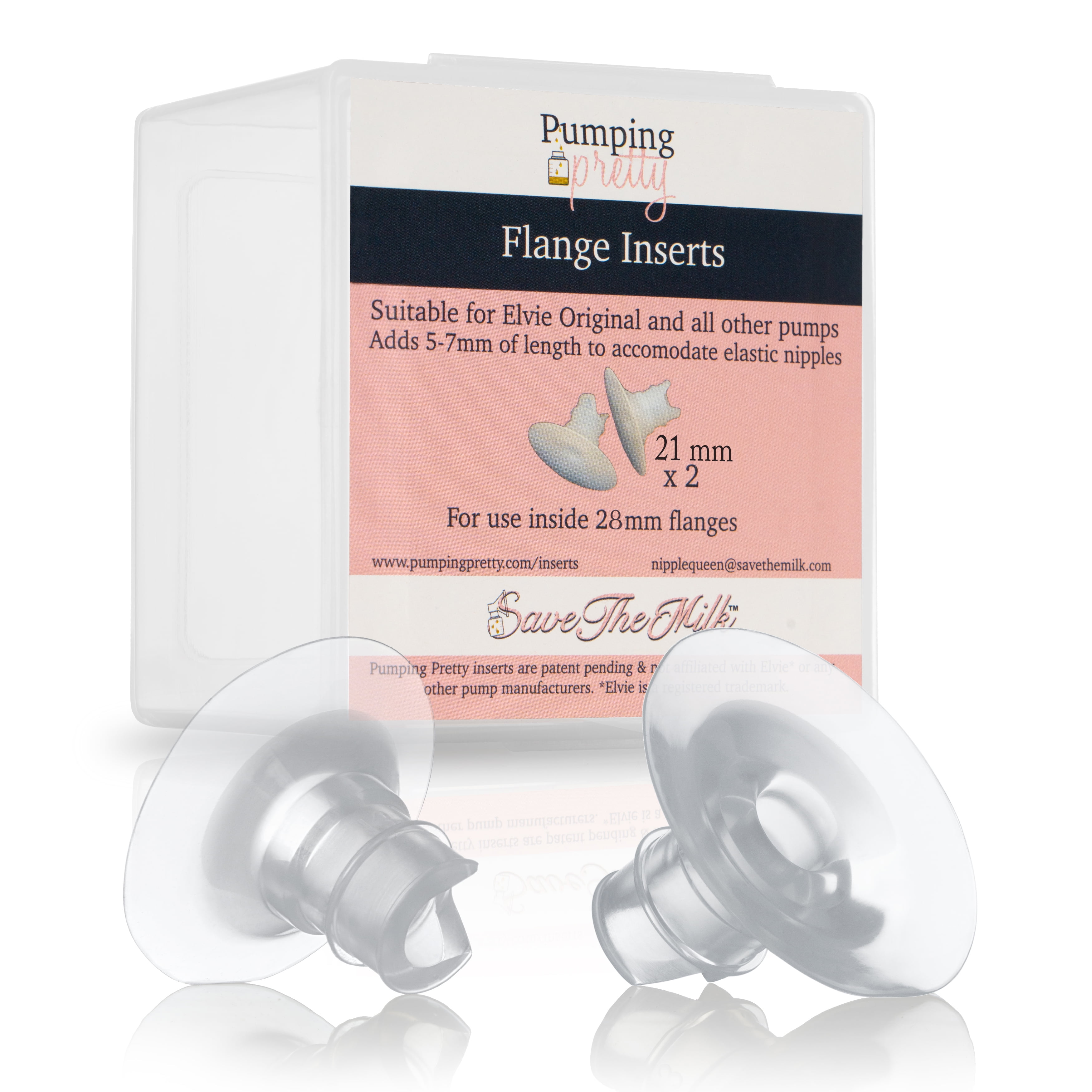 Pumping Pretty Inserts - 13mm (pair), Compatible with Wearable Breast Pumps, Fits 24mm to 30mm Flanges, Ideal for Flat Inverted Elastic Nipples, Breast Pump Accessories by Save The Milk Save The Milk