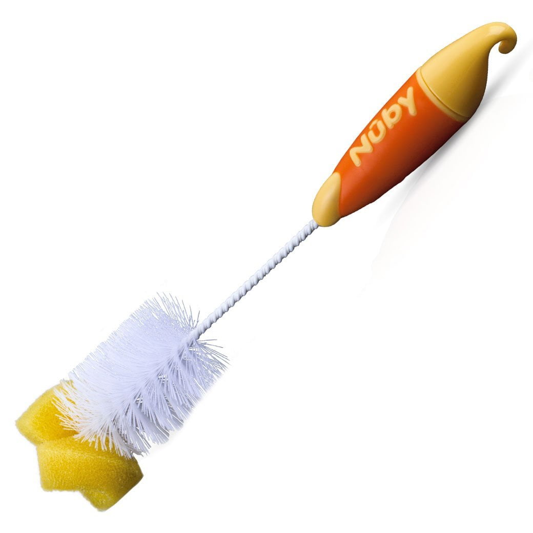 Bottle/Nipple Brush with Sponge Tip and and Hook Base NUBY