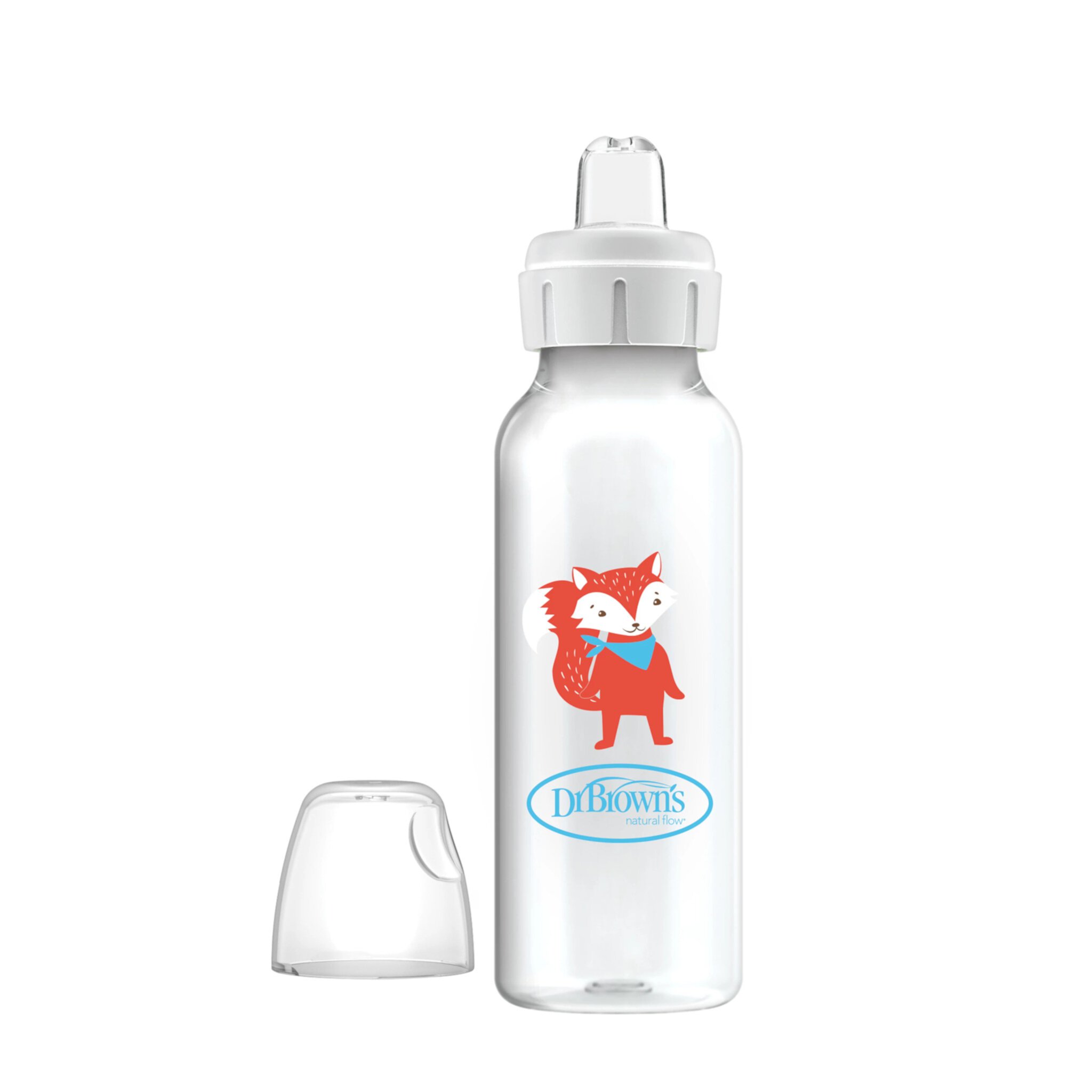 Dr. Brown's Milestones Narrow Sippy Bottle, 100% Silicone Spout, 8oz/250ml, 6m+, Fox, 1 Pack Dr. Brown's