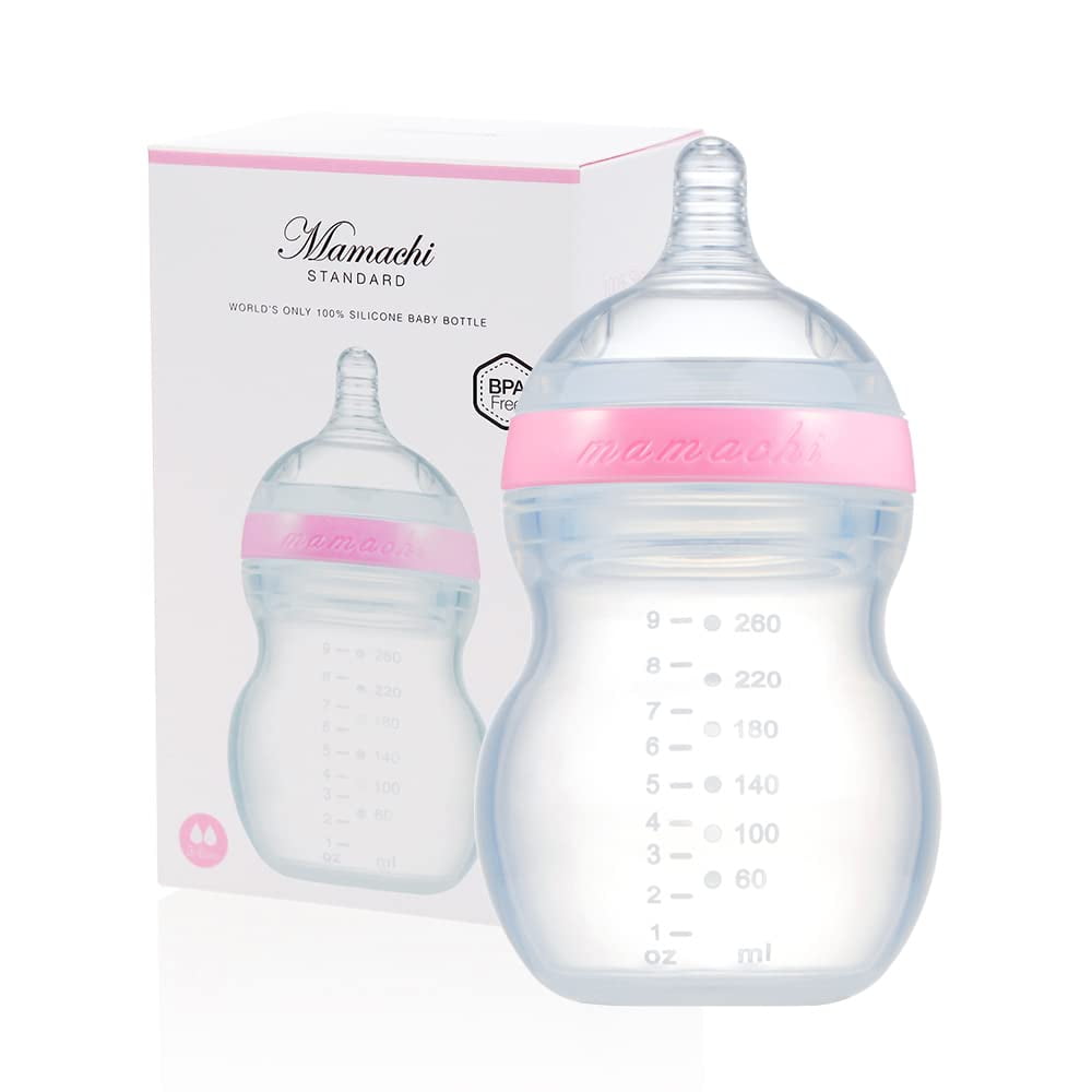 Mamachi 100% Silicone Baby Bottle Standard I Silicone Feeding Bottle Large I Breast Feeding Bottle I Environmentally Baby Milk Bottle I Silicone Baby Bottles I Pink Standard Bottle Large Mamachi