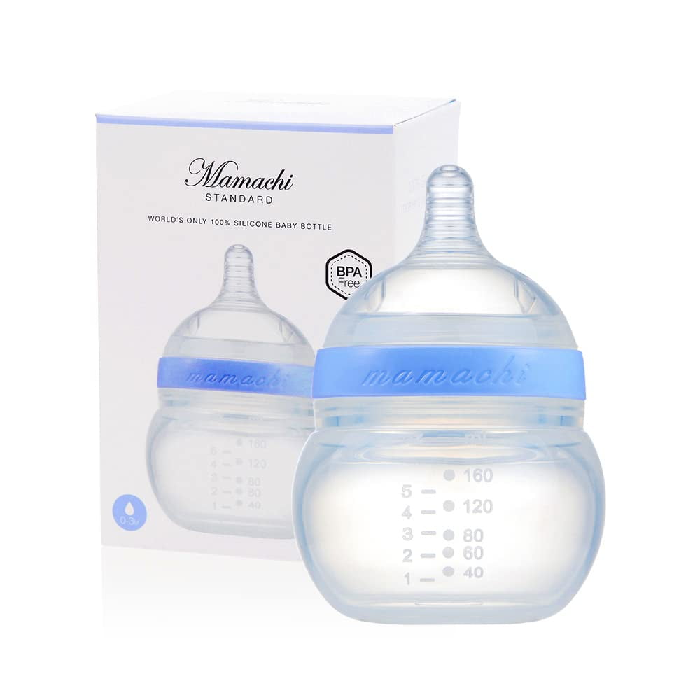 Mamachi 100% Silicone Baby Bottle Standard I Silicone Feeding Bottle Small I Breast Feeding Bottle I Environmentally Baby Milk Bottle I Silicone Baby Bottles I Blue Standard Bottle Small Small Blue Mamachi