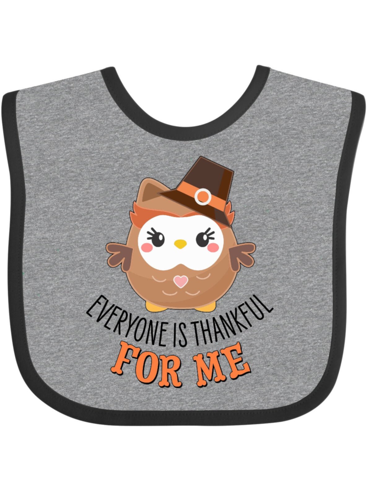 Inktastic Everyone is Thankful for Me with Cute Thanksgiving Owl Boys or Girls Baby Bib Inktastic