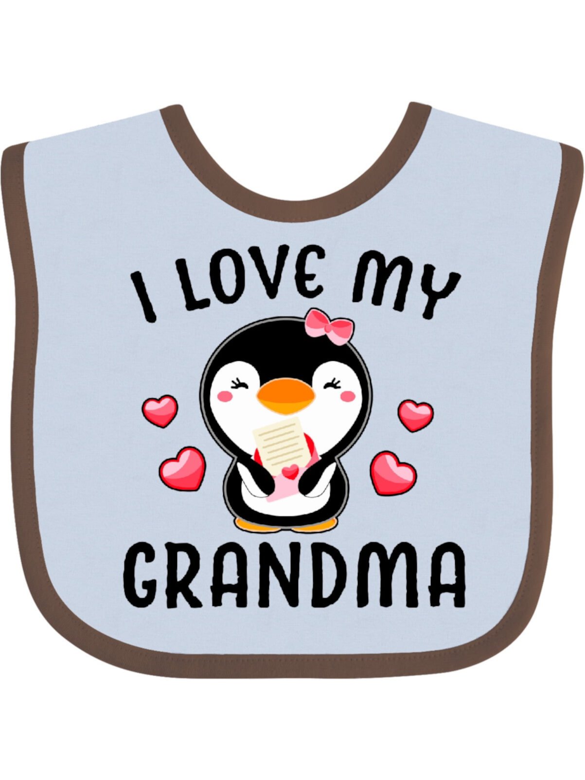 Inktastic I Love My Grandma with Cute Penguin and Hearts Girls Baby Bib Inktastic