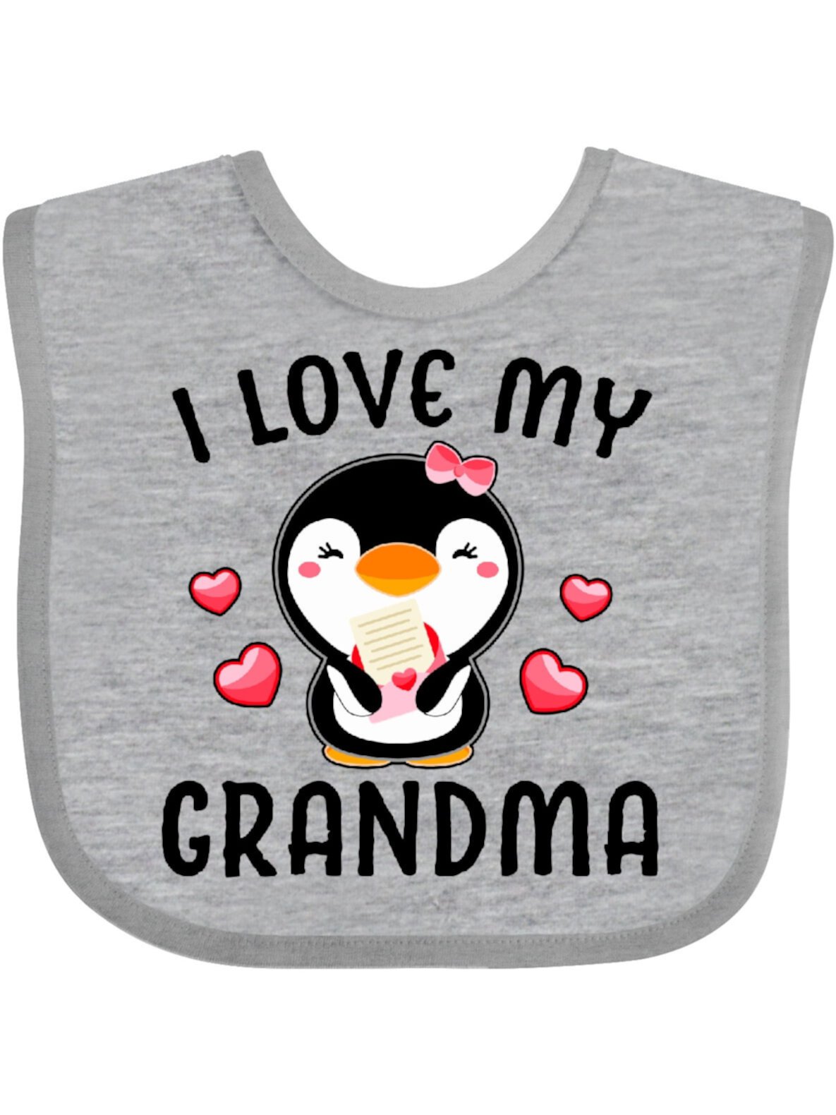 Inktastic I Love My Grandma with Cute Penguin and Hearts Girls Baby Bib Inktastic