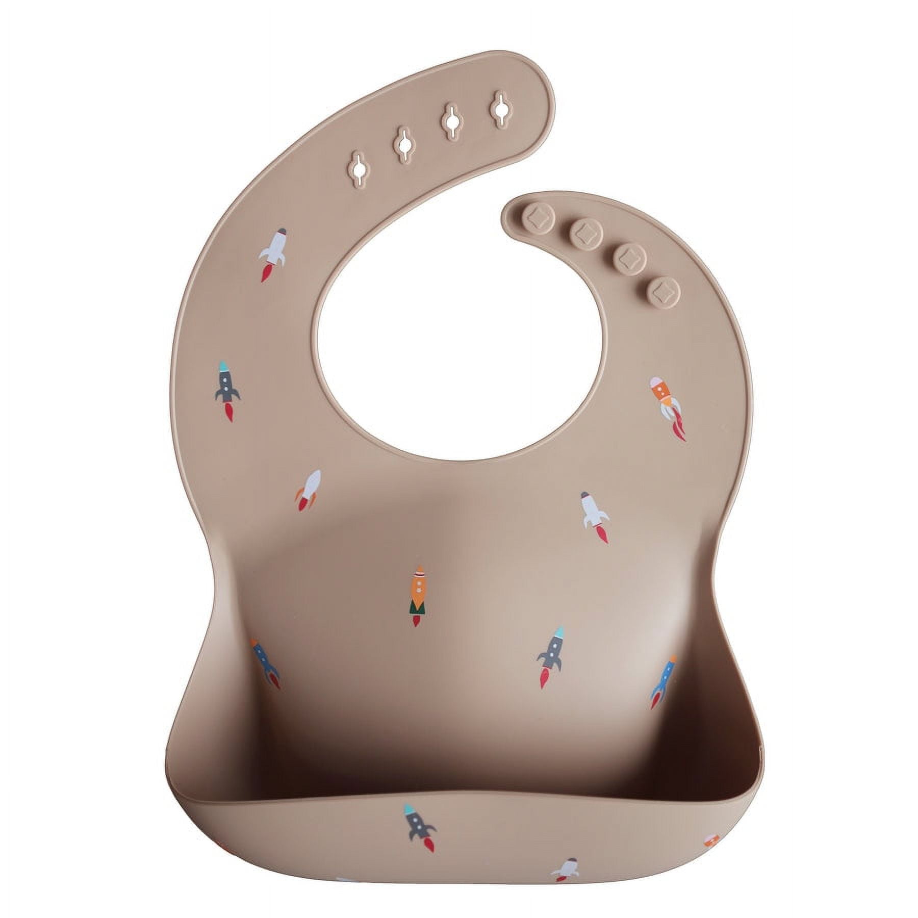 Mushie Silicone Baby Bib, Sea Shells Ivory - Adjustable, Unisex Waterproof Toddler Bib for Easy Clean-Up Mushie