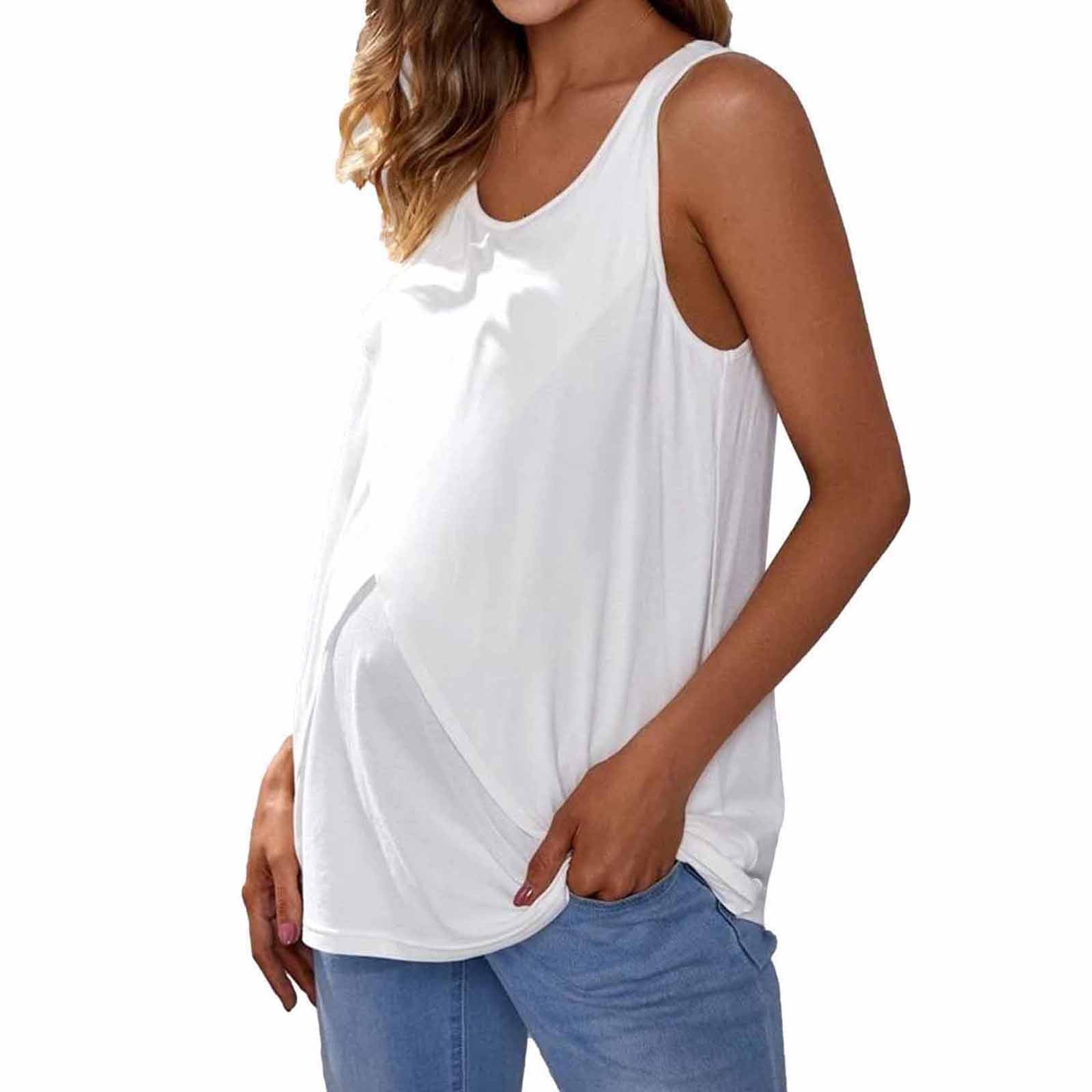 Hvyesh Flash Deals 2024 Women's Maternity Nursing Tank Tops Casual Loose Breastfeeding Tunic Shirts Summer Flowy Cute Double Layer Sleeveless Tees Pregnancy Clothes Hvyesh