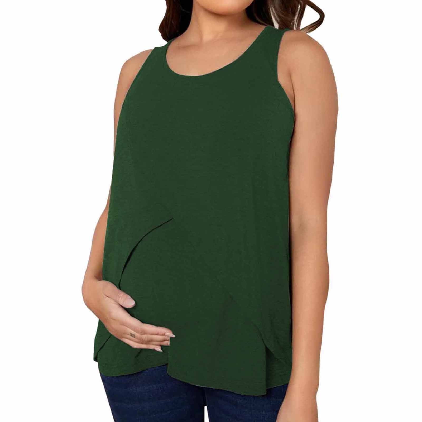 Hvyesh Flash Deals 2024 Women's Maternity Nursing Tank Tops Casual Loose Breastfeeding Tunic Shirts Summer Flowy Cute Double Layer Sleeveless Tees Pregnancy Clothes Hvyesh