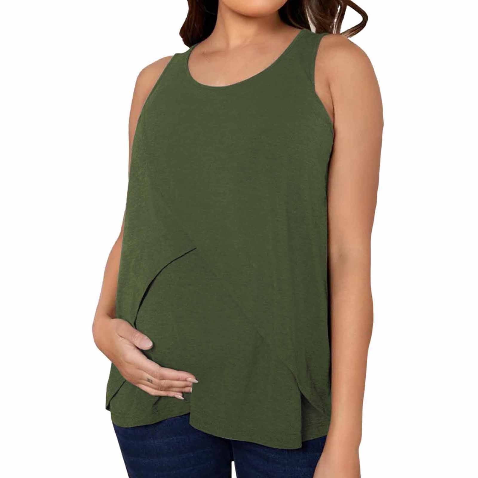 Hvyesh Flash Deals 2024 Women's Maternity Nursing Tank Tops Casual Loose Breastfeeding Tunic Shirts Summer Flowy Cute Double Layer Sleeveless Tees Pregnancy Clothes Hvyesh