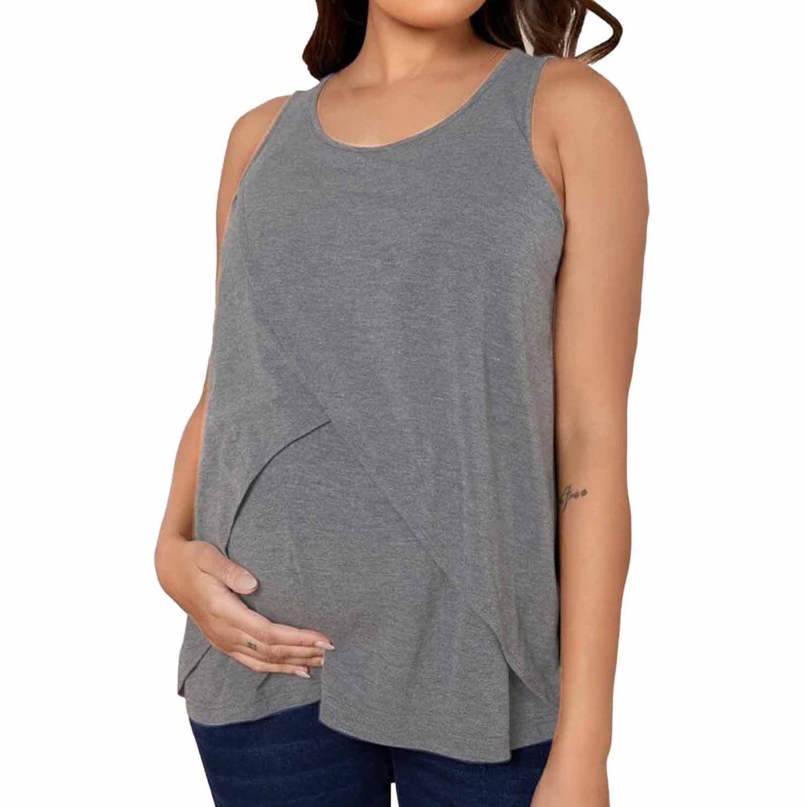 Hvyesh Flash Deals 2024 Women's Maternity Nursing Tank Tops Casual Loose Breastfeeding Tunic Shirts Summer Flowy Cute Double Layer Sleeveless Tees Pregnancy Clothes Hvyesh