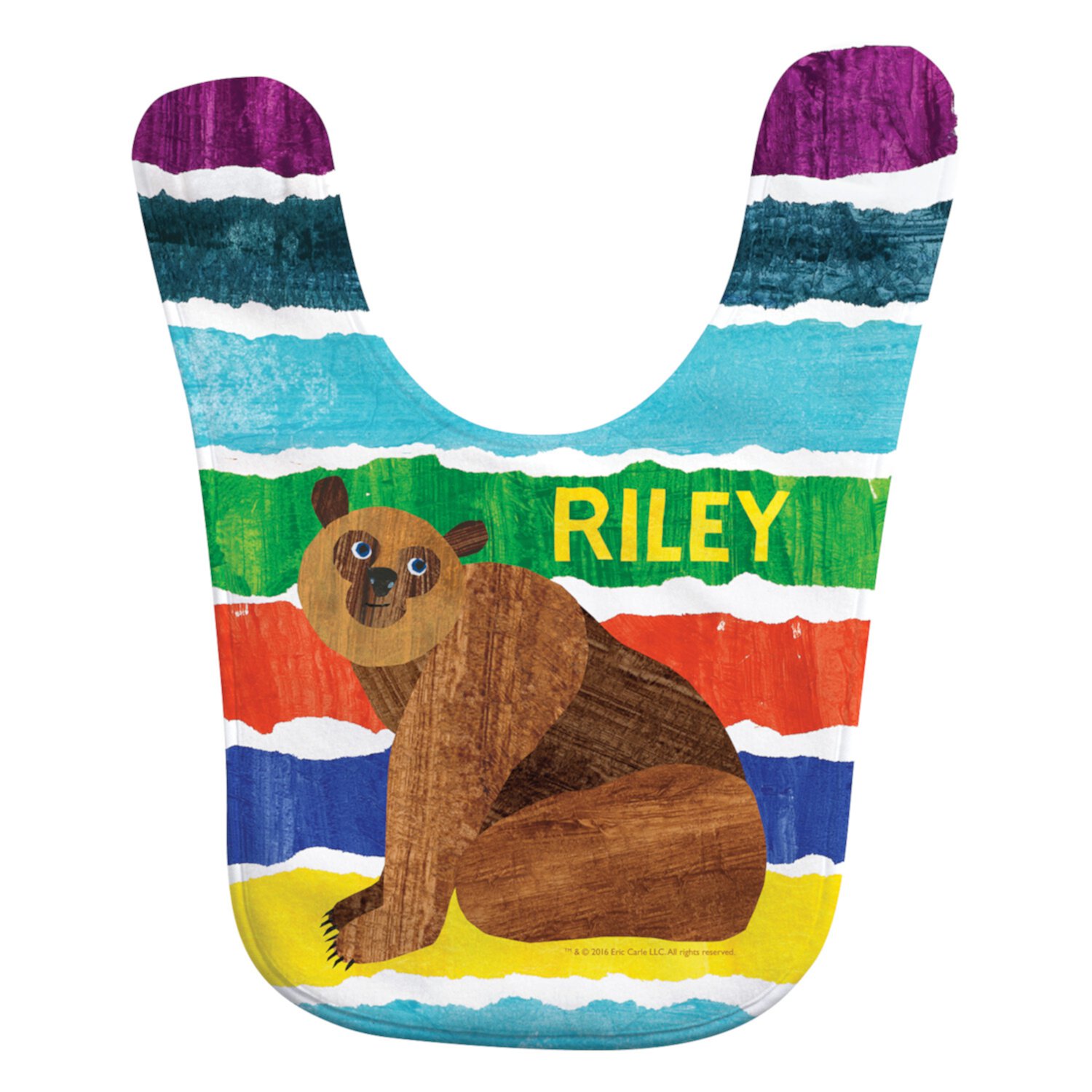 Brown Bear Personalized Striped Bib Brown Bear