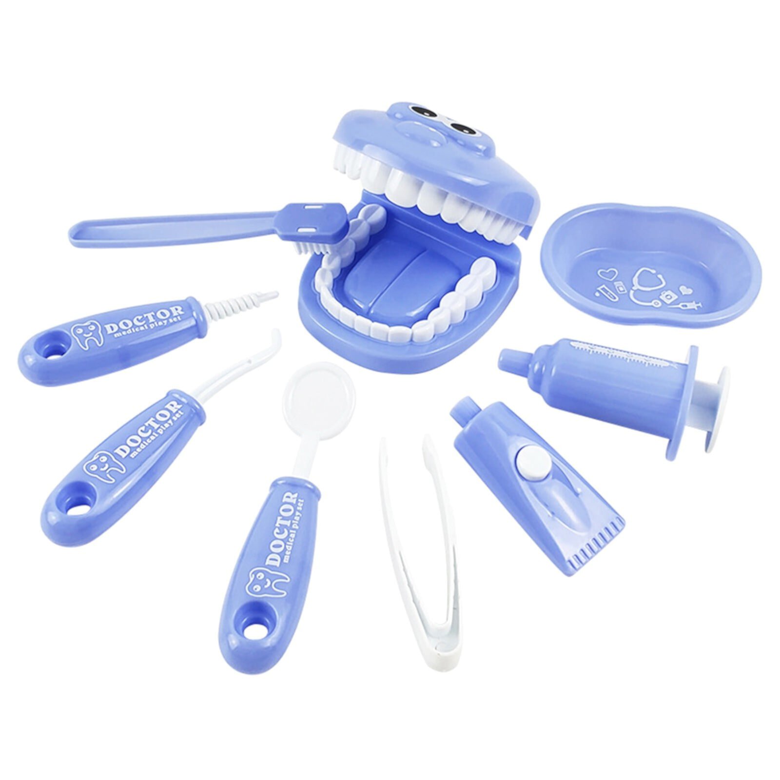 9-Piece Dental Pretend Play Set, Educational Dentist Play Kit with Teeth Model, Toothbrush, Dental Mirror, Syringe, Toothpaste, Tray, and Dental Tools, Fun Pretend Play Doctor Kit for Kids,Clearance GSKKLQ