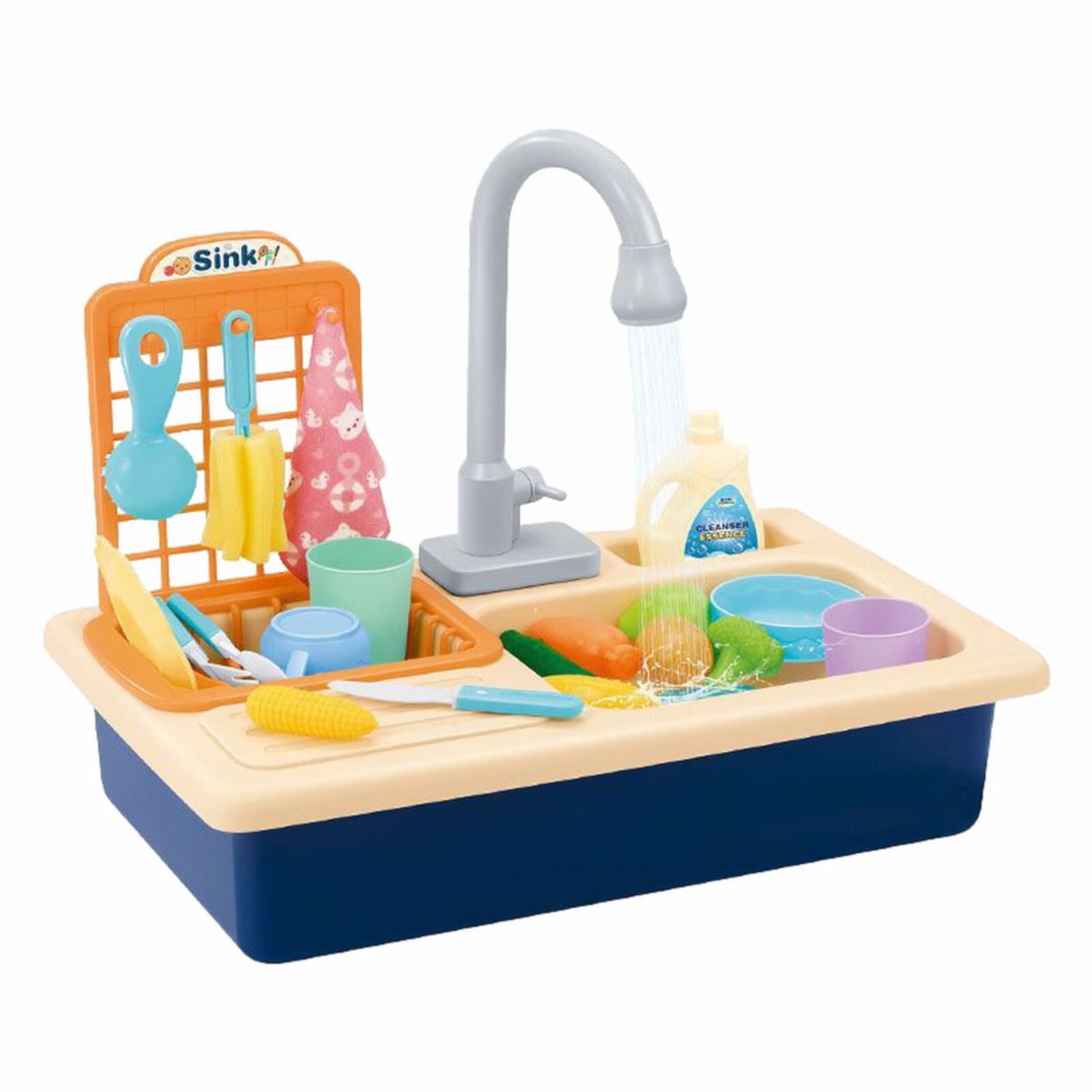 Kitchen Sink Toys Children Electric Dishwasher Playing Toy With Running Water Automatic Water Cycle System Play House Pretend Role Play Toys For Boys Girls OCCOKO