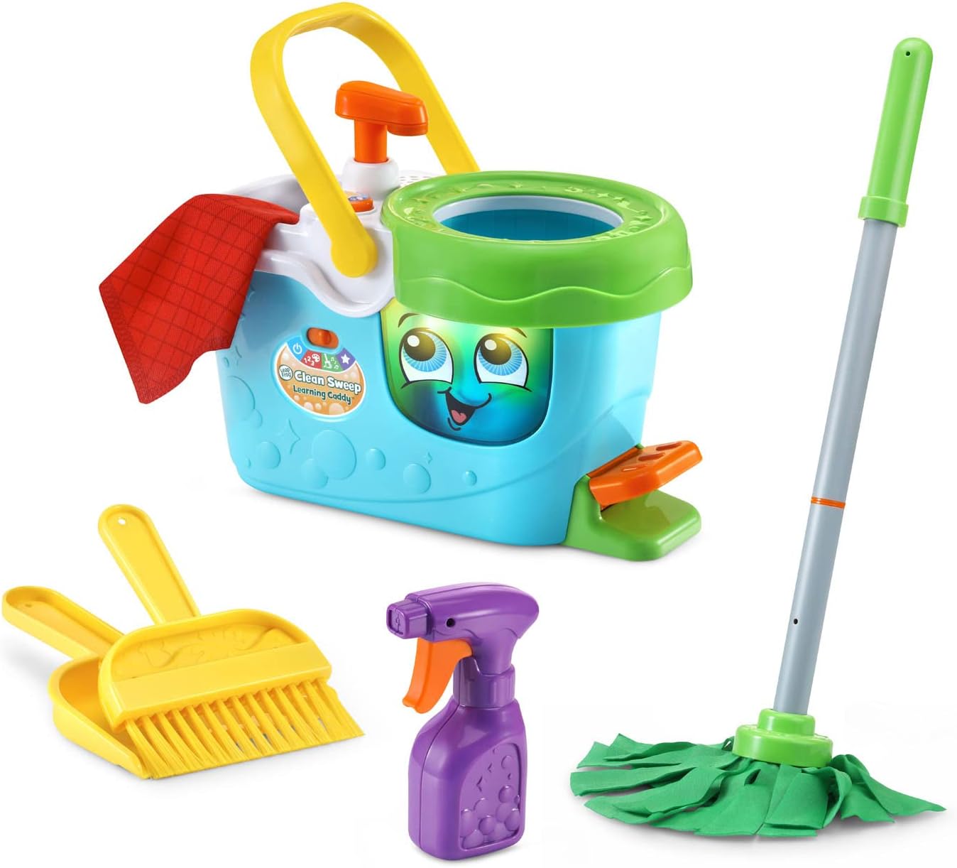 LeapFrog Clean Sweep Learning Caddy, Kids Mop and Broom Cleaning Toy Set for Ages 3-5, Blue Exclusive Generic