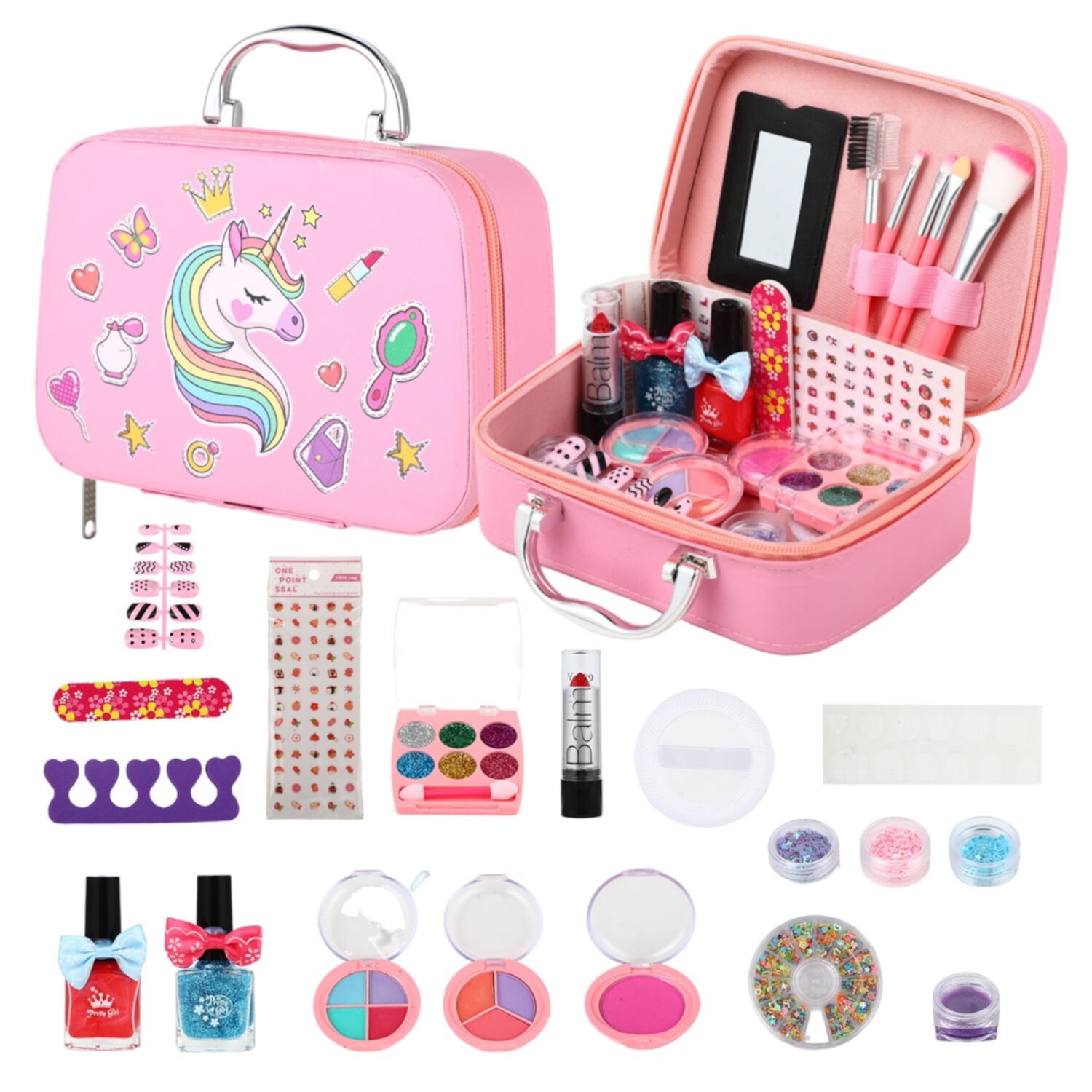 Flooyes Girls Makeup Kit for Kids - Pretend Play Real Washable Makeup Set Flooyes