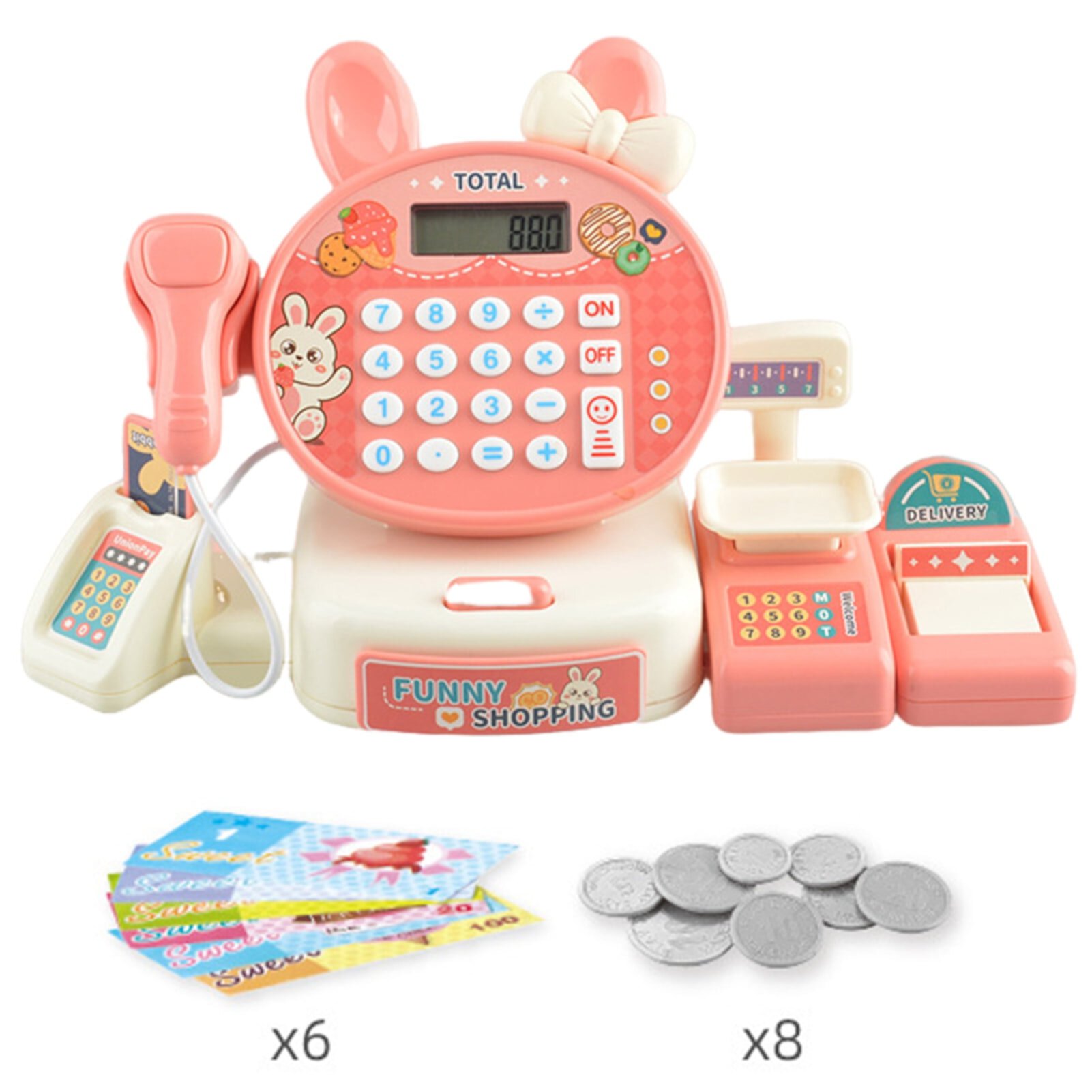 COOLL Juguetes Comerciales Simulados 14 Pzas/set Juego de Supermercado de Juguetes para Niños Cajero Simulado con Reconocimiento Automático de Sonido de Cajón Cooll