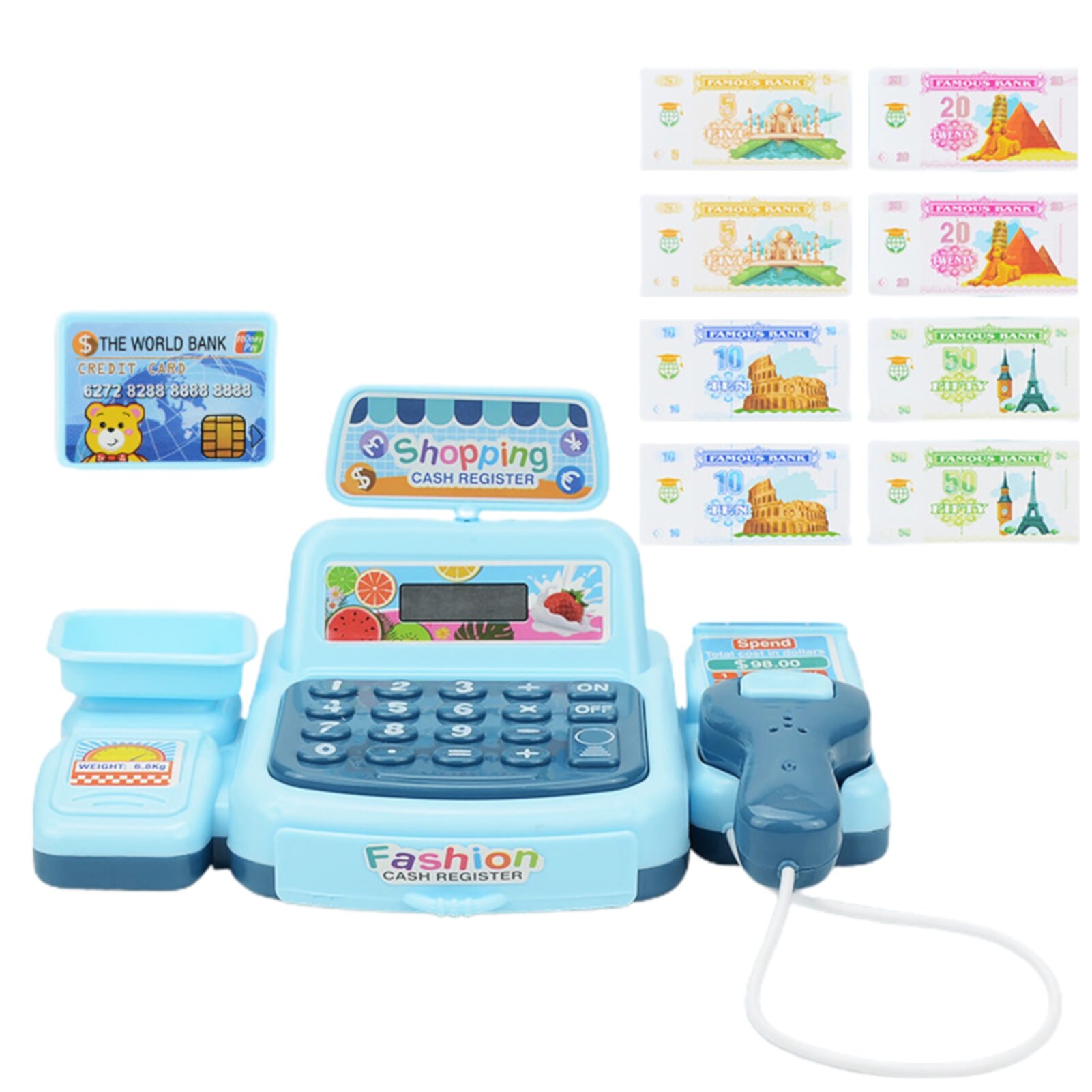 UDIYO 1 Set Cashier Model Sound Light Effect Realistic Detail Plastic Parent-child Interactive Cash Register Pretend Play Toy for Children UDIYO