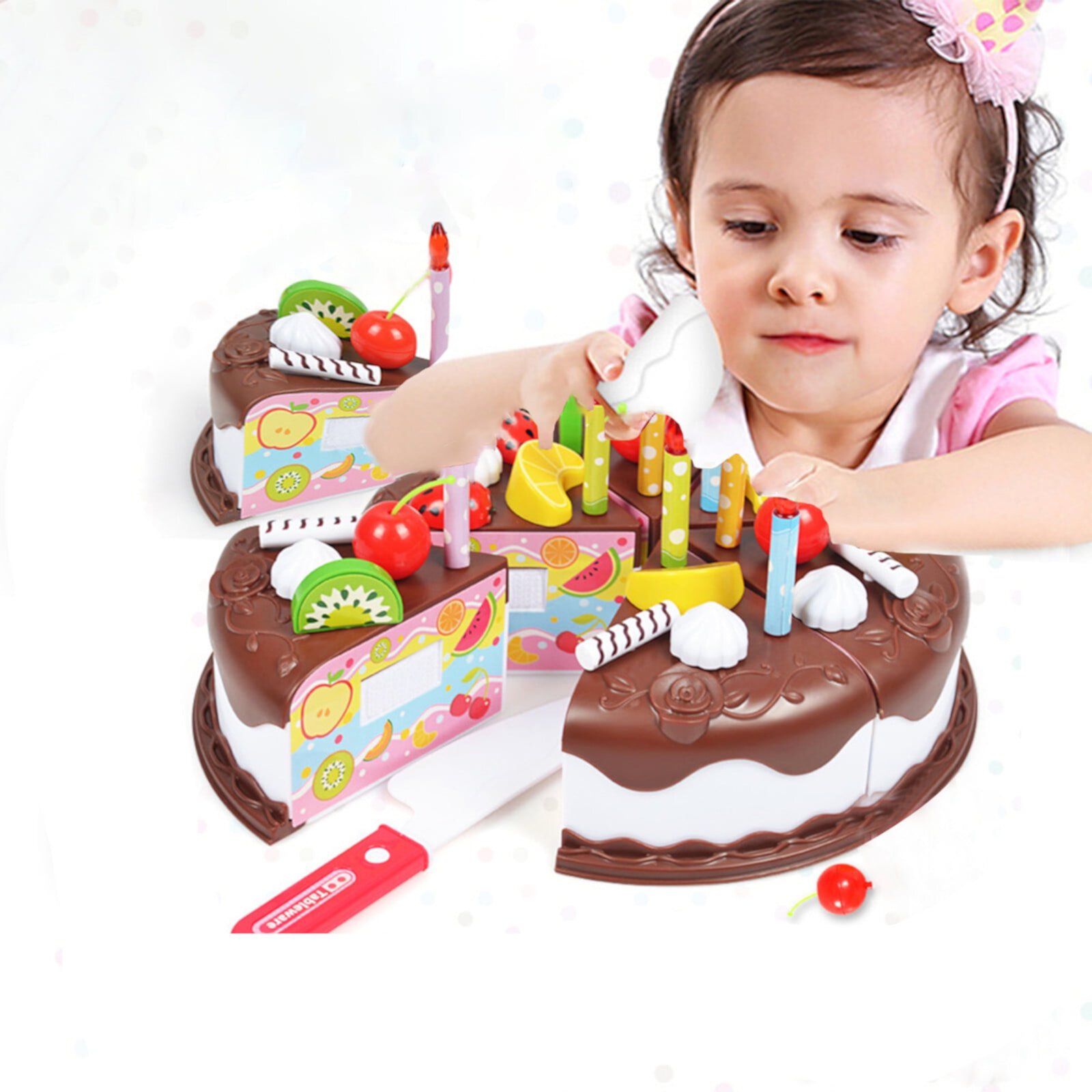 YFGEFTR Deals Play Birthday Cake Children's Day Gift Play Food Toy Set DIY Cutting Pretend Play Birthday Party Cake With Candles For Children Kids Classic Toy 37pcs YFGEFTR