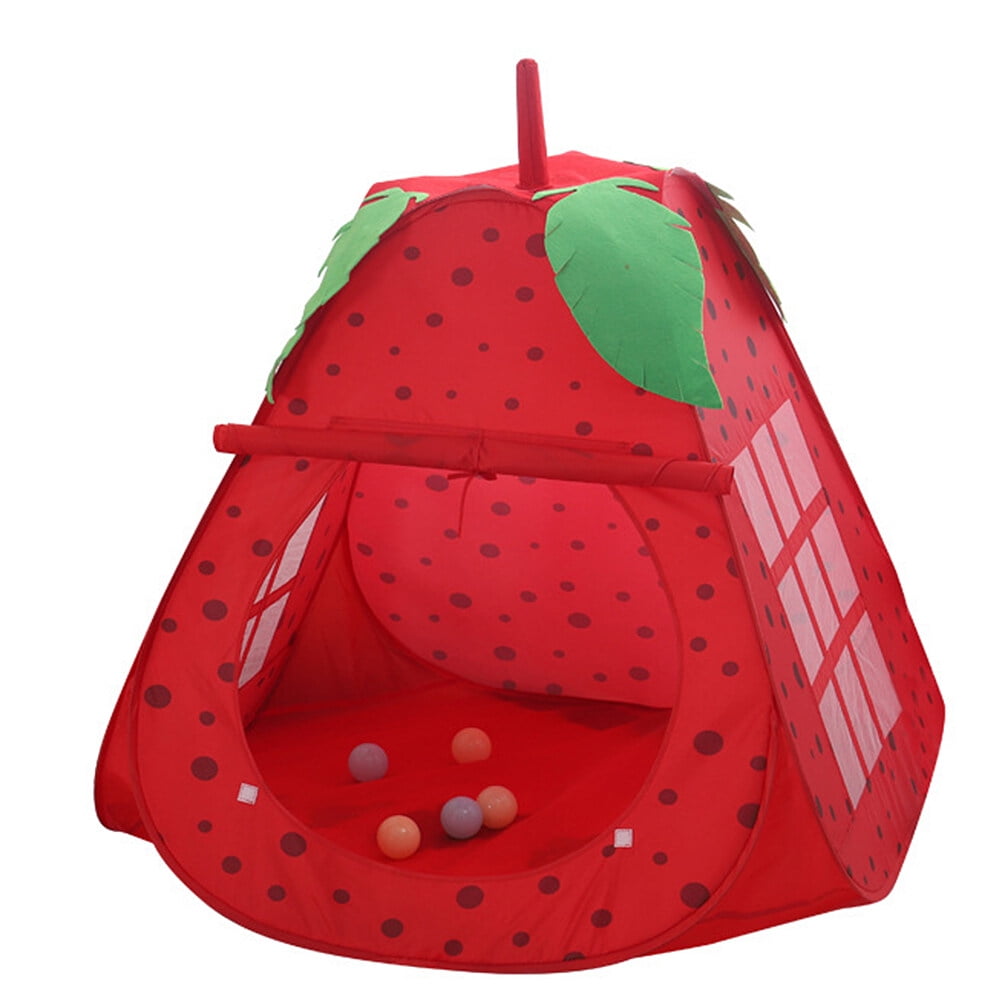 Eease Strawberry Kids Playhouse Tent Indoor Outdoor Foldable Castle Tent Eease