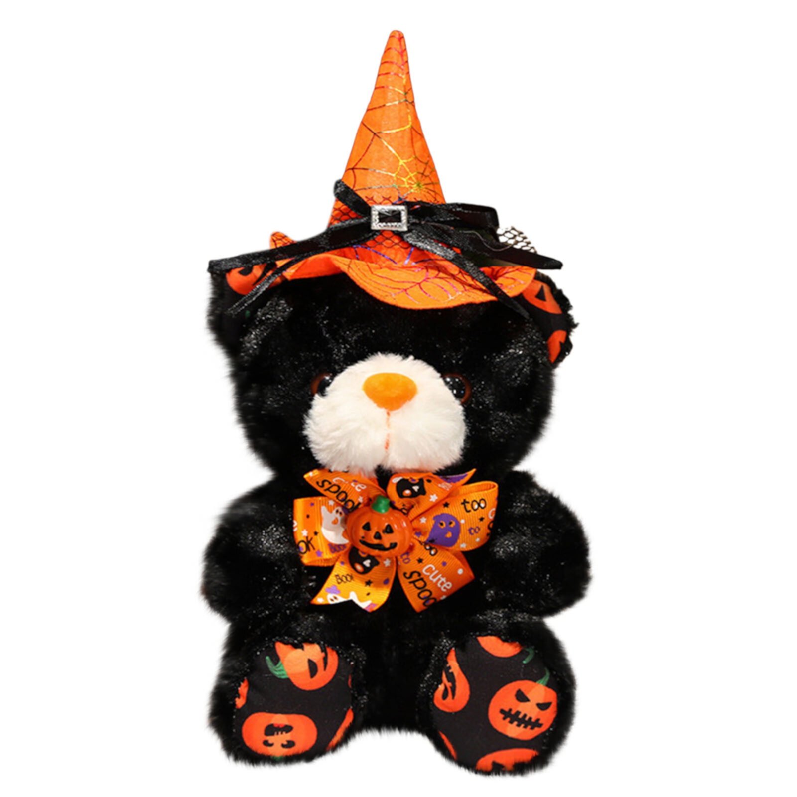 Halloween Plush Bear - Halloween Pumpkin Witch Stuffed Animal Teddy Bear with Broomstick & Hat, Halloween Party Decorations Gifts for Boys & Girls - 11 Inch Halloween Toy Bear Plush Stuffed Animal Toys Clearance