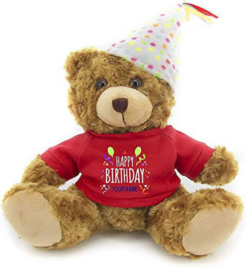 Plushland Plush Teddy Bear 12 Inches - Mocha Color for Birthday, Personalized Text, Name on T-Shirt, Party Favors Gift for Kids, Boys, Girls Made by aliens