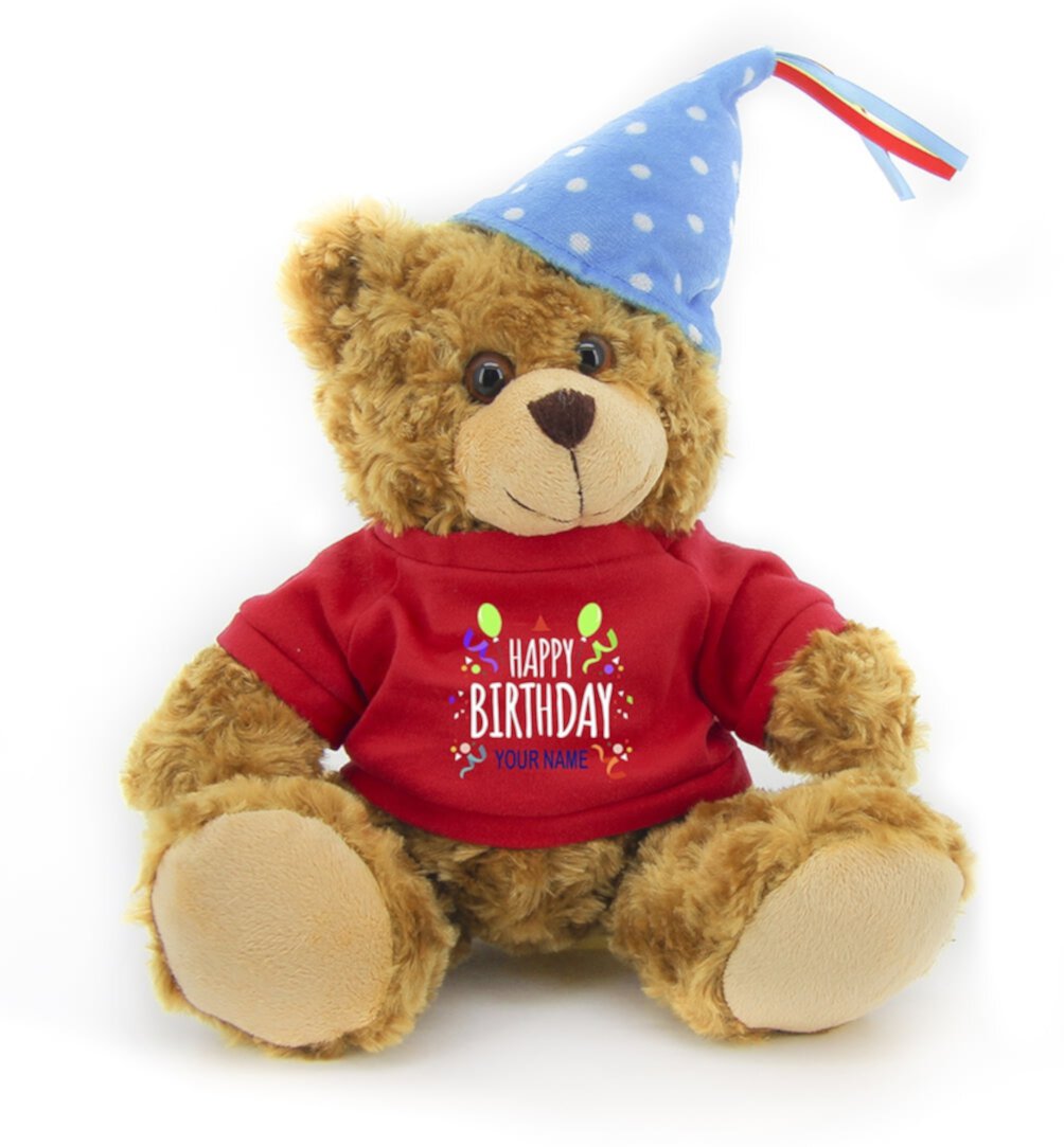 Plushland Plush Teddy Bear 12 Inches - Mocha Color for Birthday, Personalized Text, Name on T-Shirt, Party Favors Gift for Kids, Boys, Girls Made by aliens