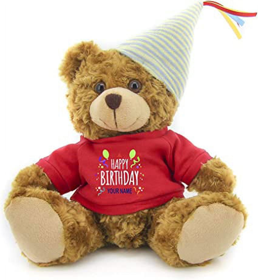 Plushland Plush Teddy Bear 12 Inches - Mocha Color for Birthday, Personalized Text, Name on T-Shirt, Party Favors Gift for Kids, Boys, Girls Made by aliens