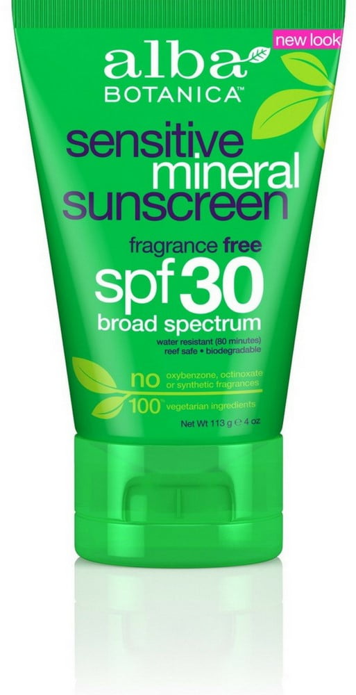 Alba Botanica Sensitive Mineral Sunscreen, Fragrance Free Lotion SPF 30 4 oz Alba Botanica