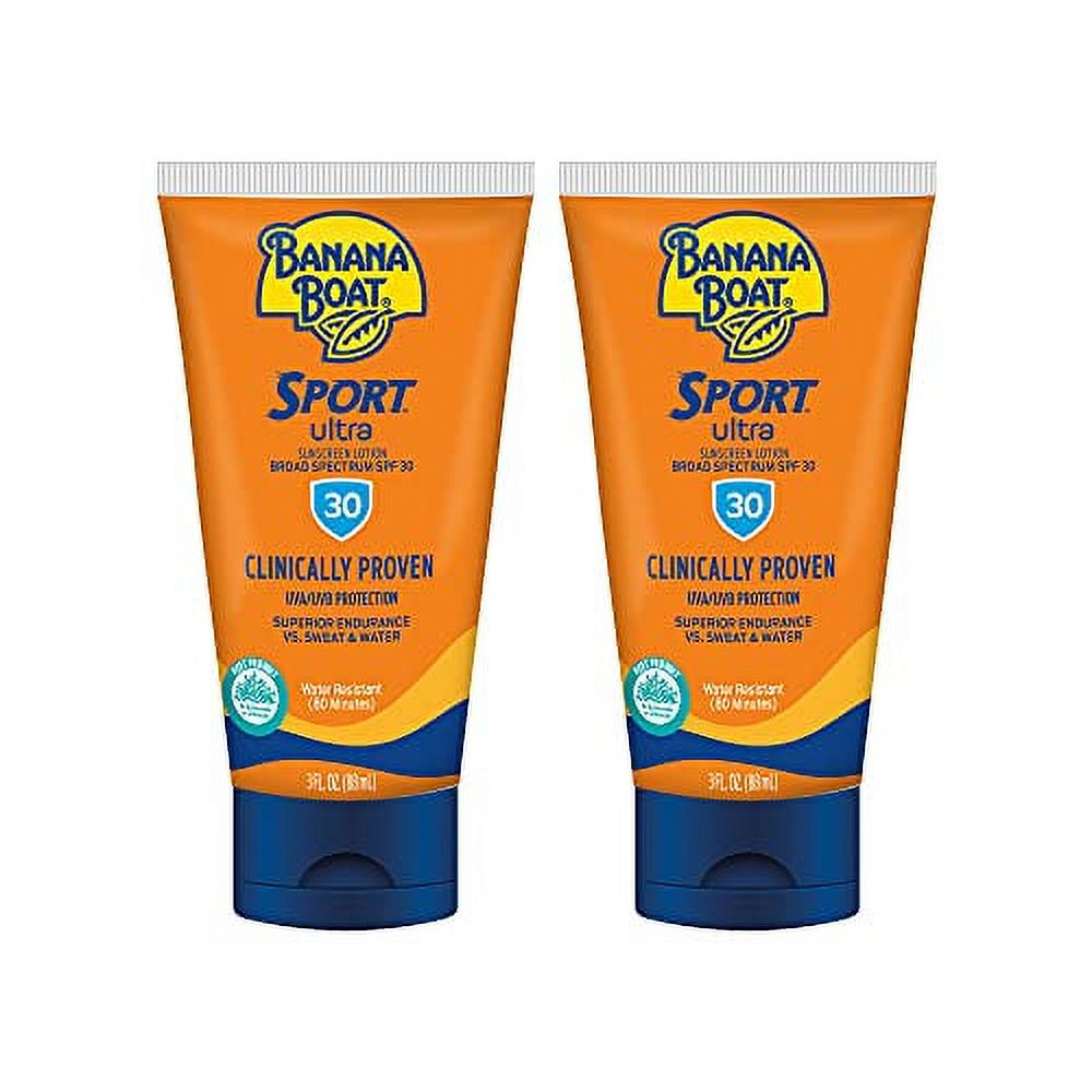 Banana Boat Sport Ultra, Reef Friendly, Broad Spectrum Sunscreen Lotion, SPF 30, 3oz - Pack of 2 BANANA BOAT