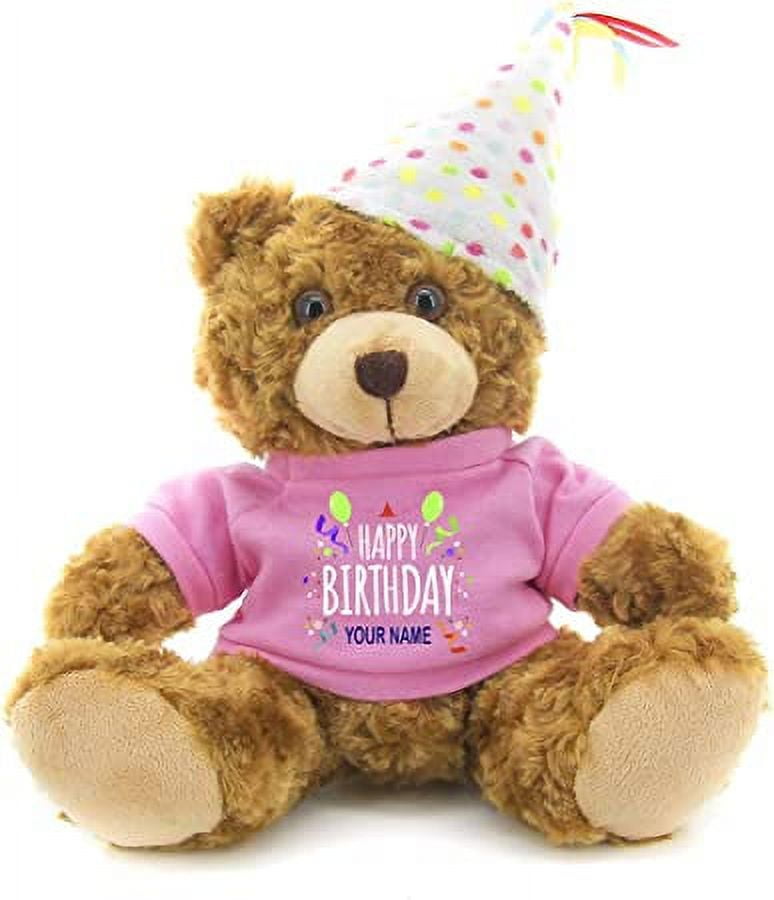 Plushland Plush Teddy Bear 12 Inches - Mocha Color for Birthday, Personalized Text, Name on T-Shirt, Party Favors Gift for Kids, Boys, Girls Made by aliens