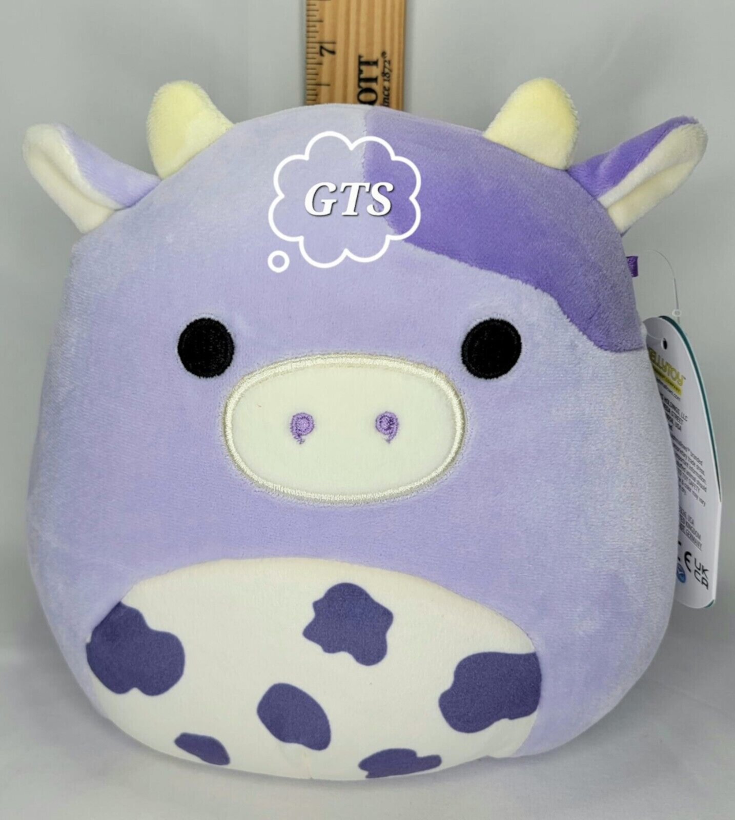 Squishmallow 7" Bubba Cow Soft Purple RARE SIZE Bovine Farm Plush Kellytoy