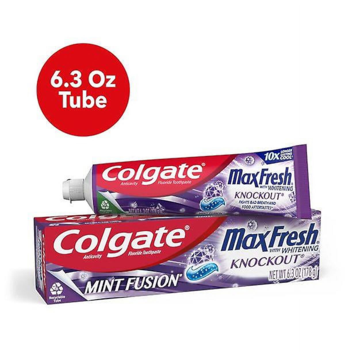 Colgate Pasta de Dientes en Gel Blanqueadora Max Fresh, Menta Eliminatoria, 6.3 Oz, Pack de 3 Colgate