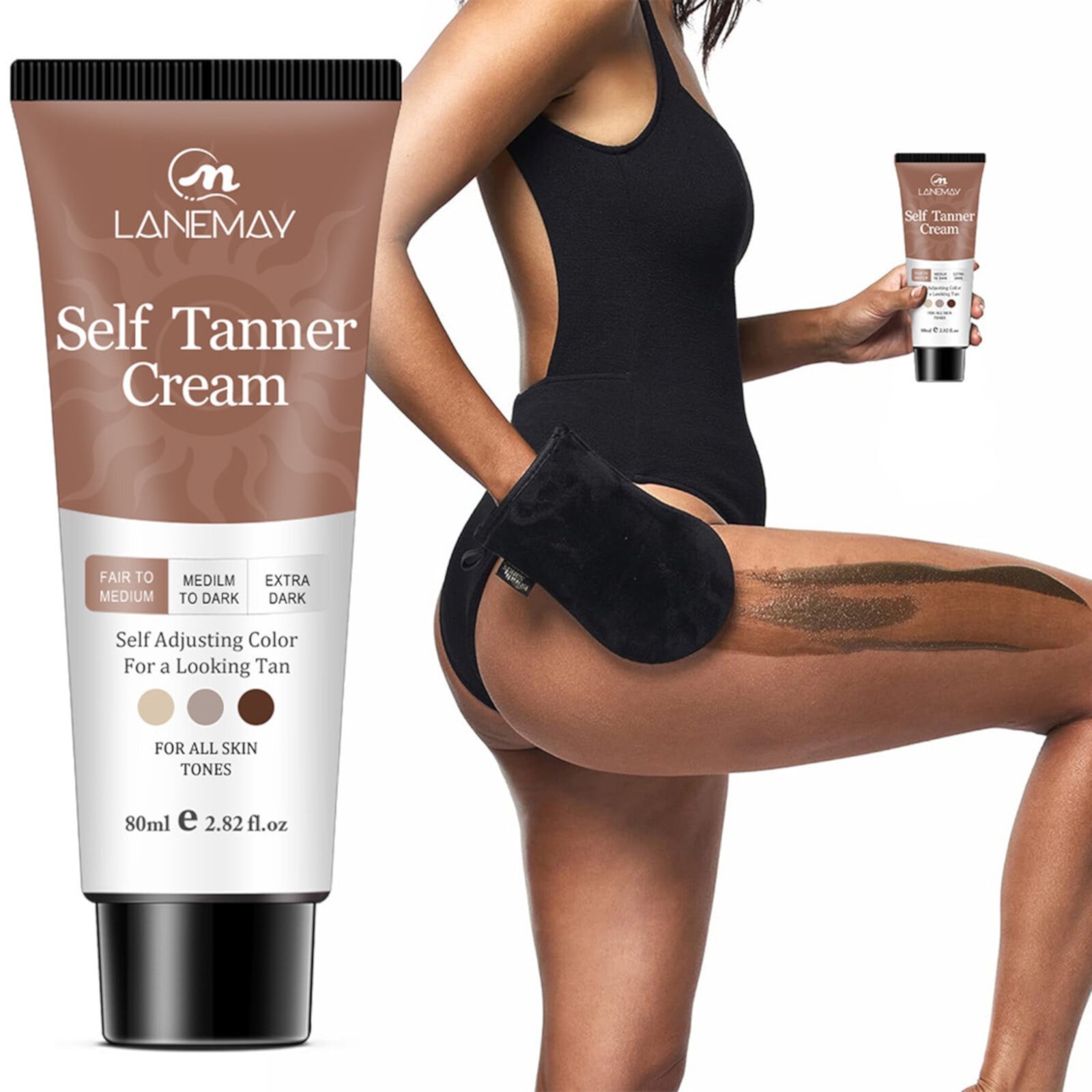 Self Tanner - Self Tanning Lotion for Body, Natural & Organic Ingredients Clear Sunless Tanning Lotion Best Sellers, Fake Tan & Quick Tan for Bronzer Glow for Men & Women GuangCheng