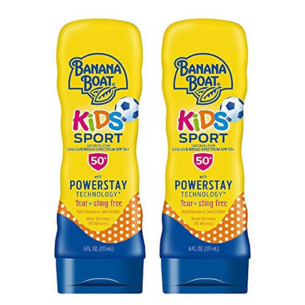 Banana Boat Kids Sport Tear Free, Sting Free, Reef Friendly Sunscreen Lotion, Broad Spectrum SPF 50, 6 Ounces - Twin Pack BANANA BOAT