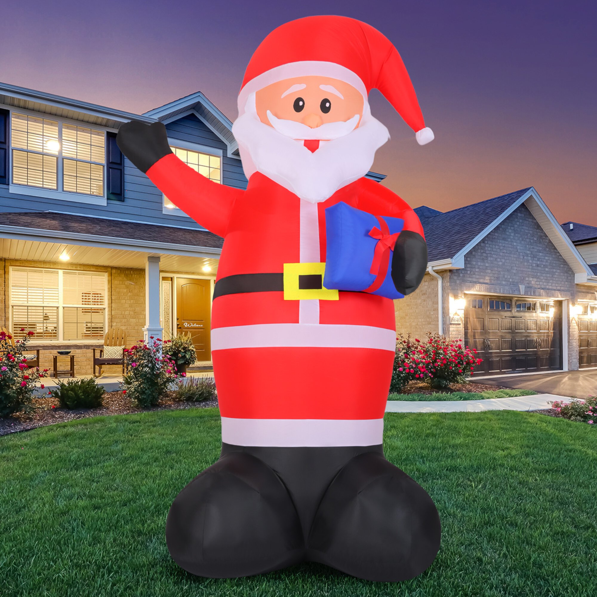 Yexmas 7FT Christmas Inflatable Santa Claus Outdoor Decorations- Blow up Santa Claus with Gift Bag Built-in LEDs Lighted Decor for Yard Garden Lawn Porch Xmas Holiday Party Yexmas