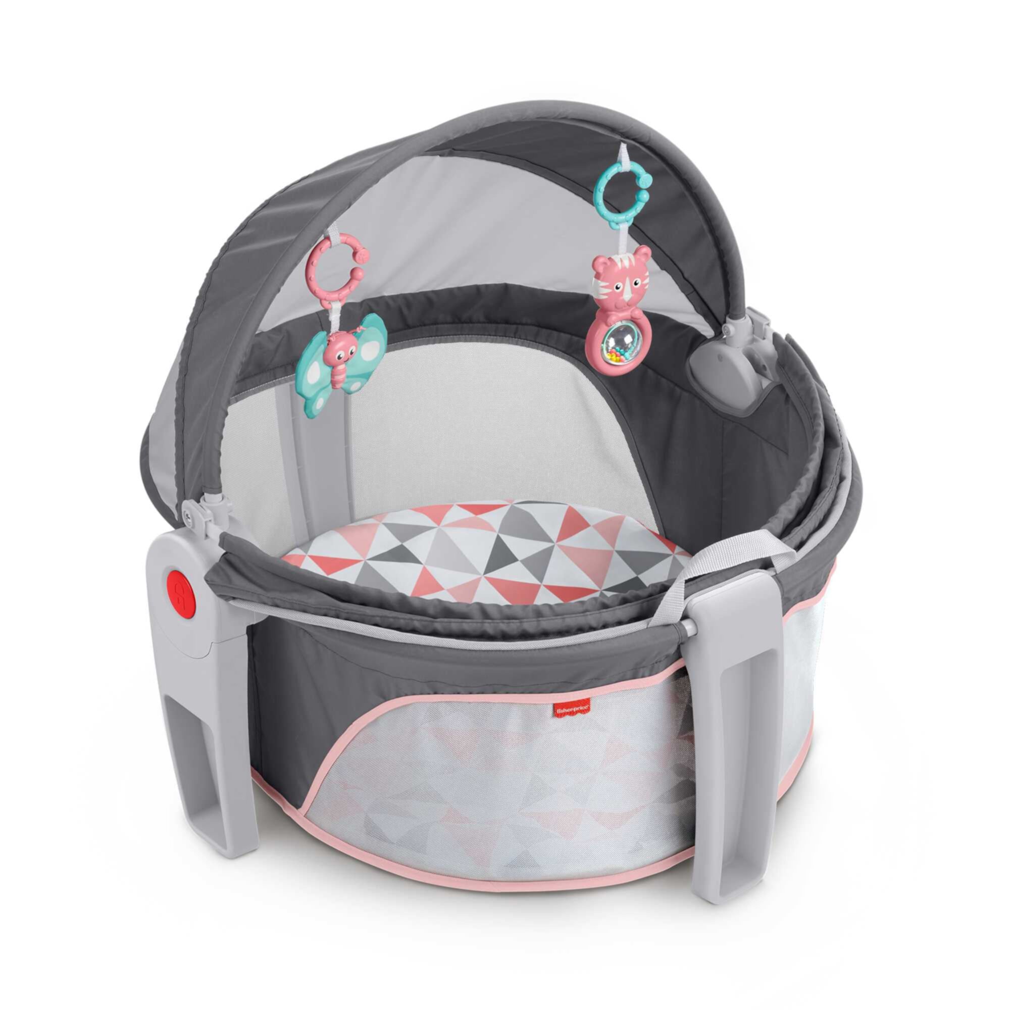 Fisher-Price On-The-Go Infant Dome Portable Bassinet and Play Space with Toys, Rosy Windmill, Unisex Fisher-Price