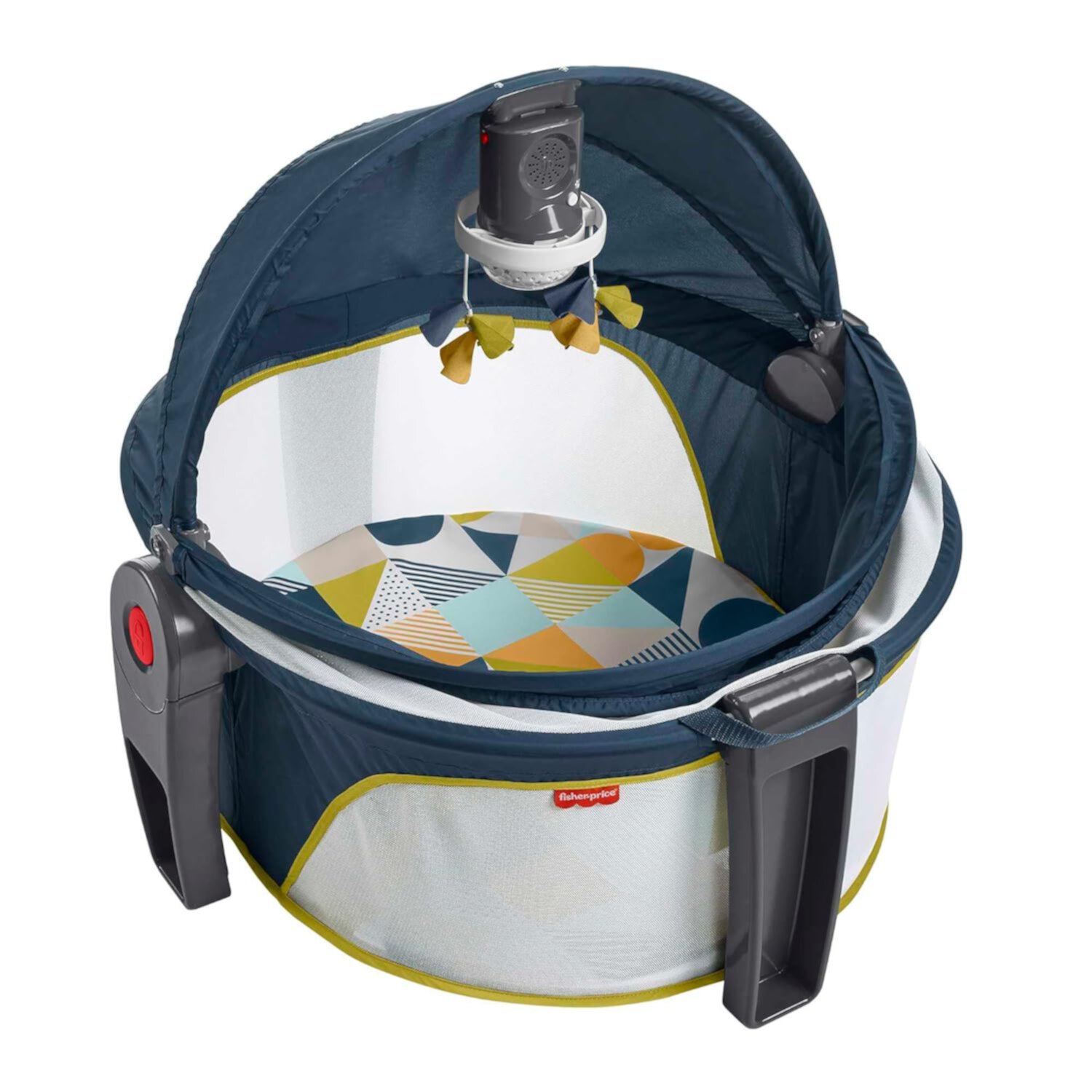 Fisher-Price Portable Baby Bassinet and Play Space Deluxe On-The-Go Projection Dome with Lights Music and Canopy, Cool Hues Fisher-Price