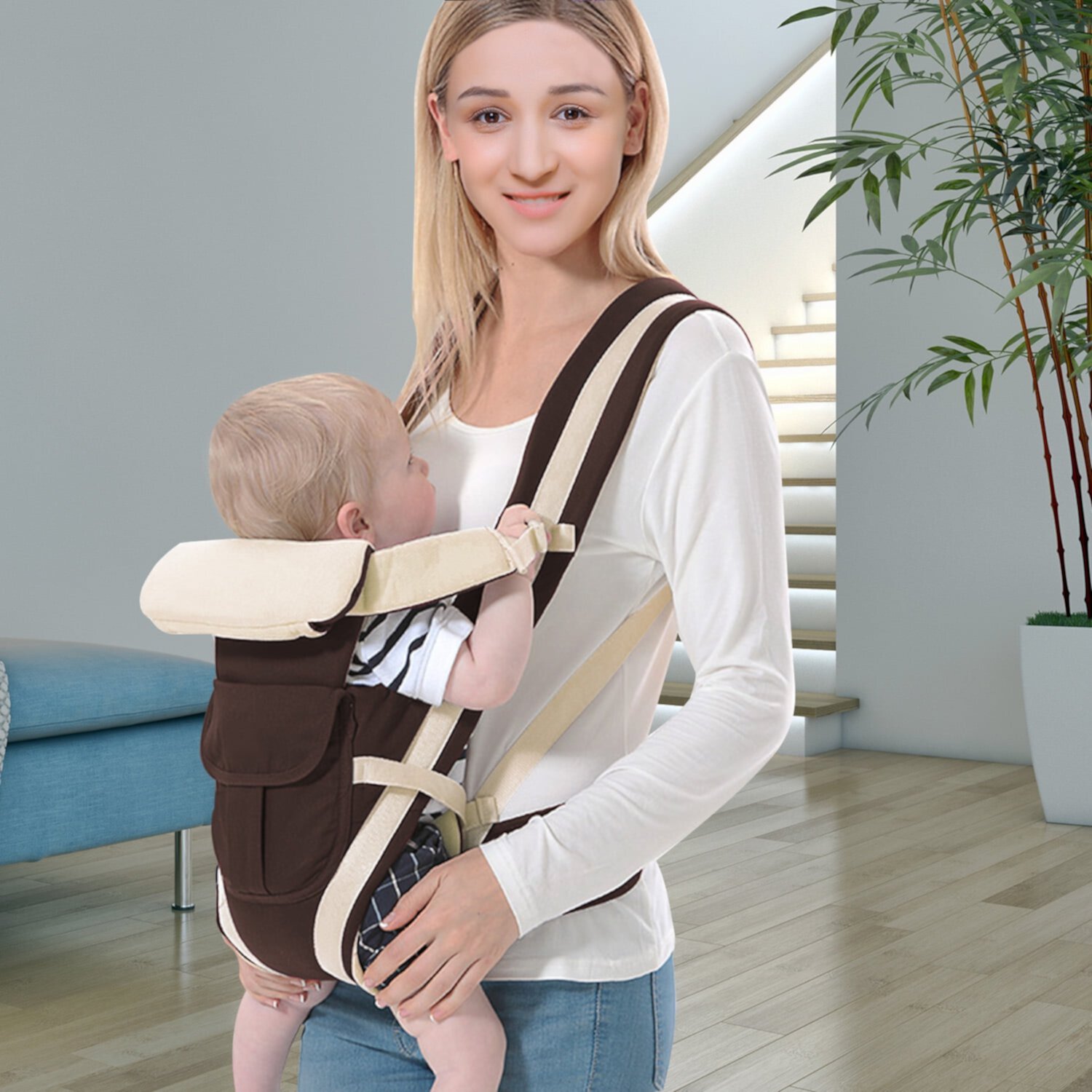 TeqHome Baby Carrier Front Back Chest Infant Carrier Bag,4-Positions Modes for Infant Newborn Baby Carrier Backpack Rider Sling TeqHome