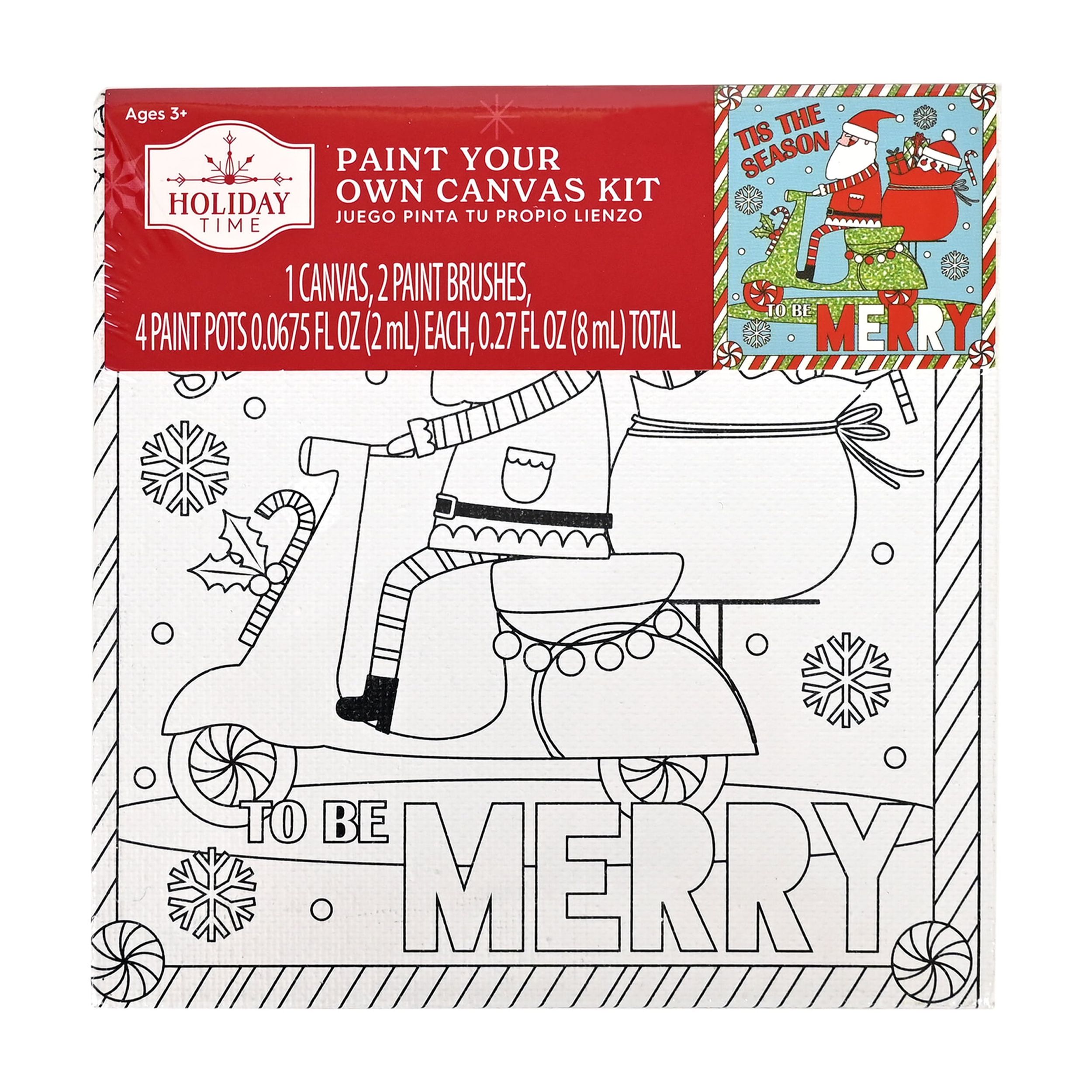 Holiday Time Paint Your Own Canvas - Tis The Season To Be Merry Art Kits Holiday Time