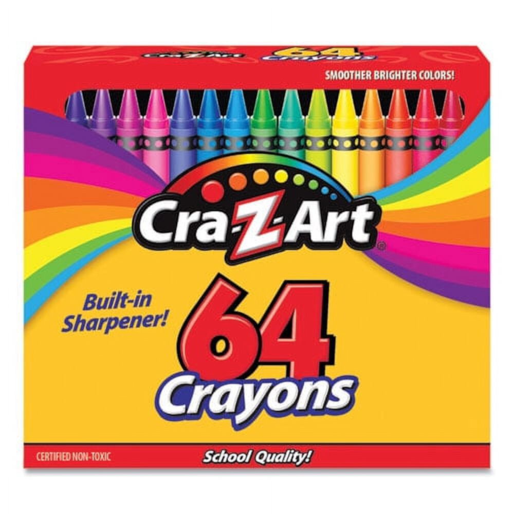 Crayons, 64 Assorted Colors, 64/pack | Bundle of 10 Packs Cra-Z-Art