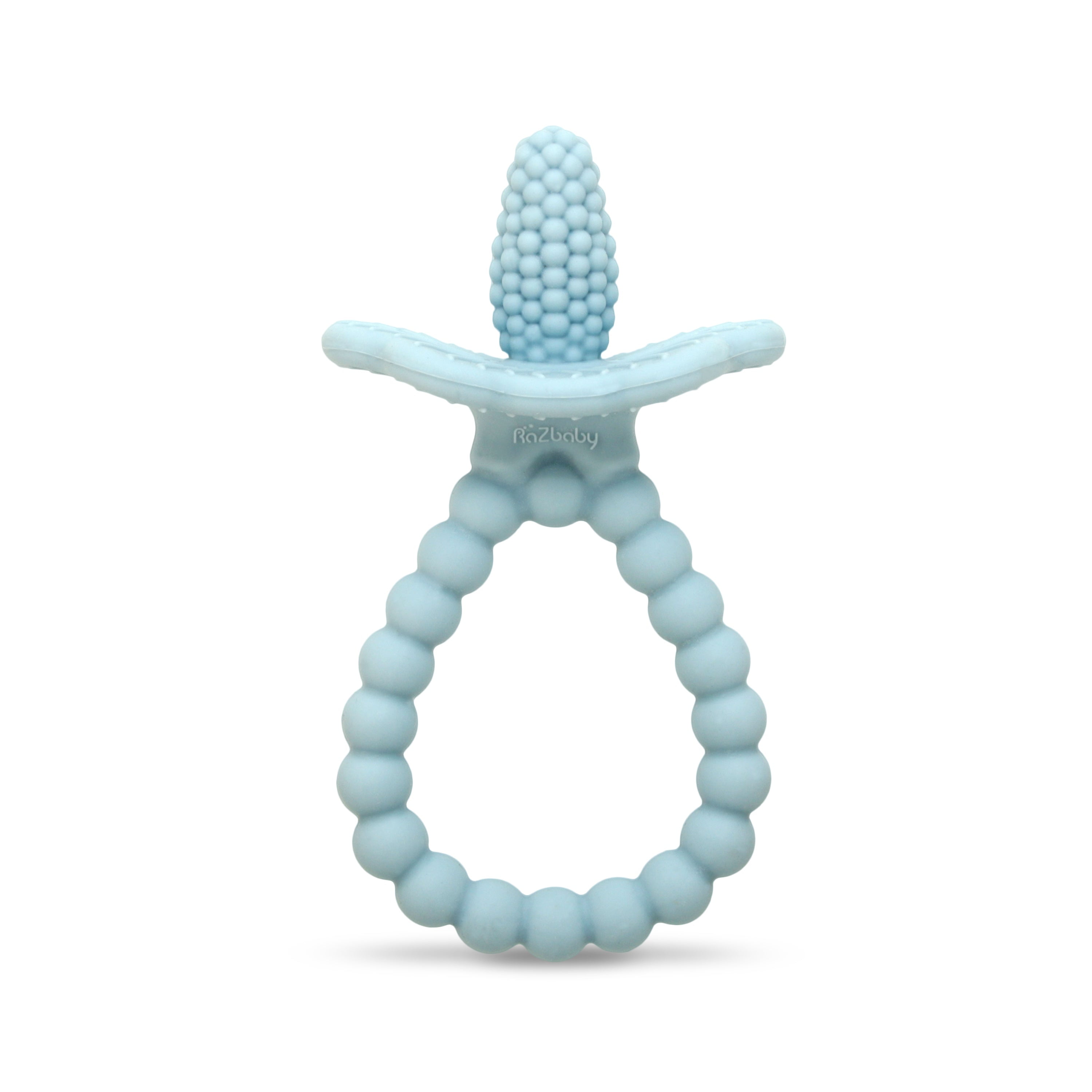 RaZbaby RaZberry Teether Plus 3m+ - BPA Free, Easy-to-Hold, Teething Relief - Blue RAZBaby