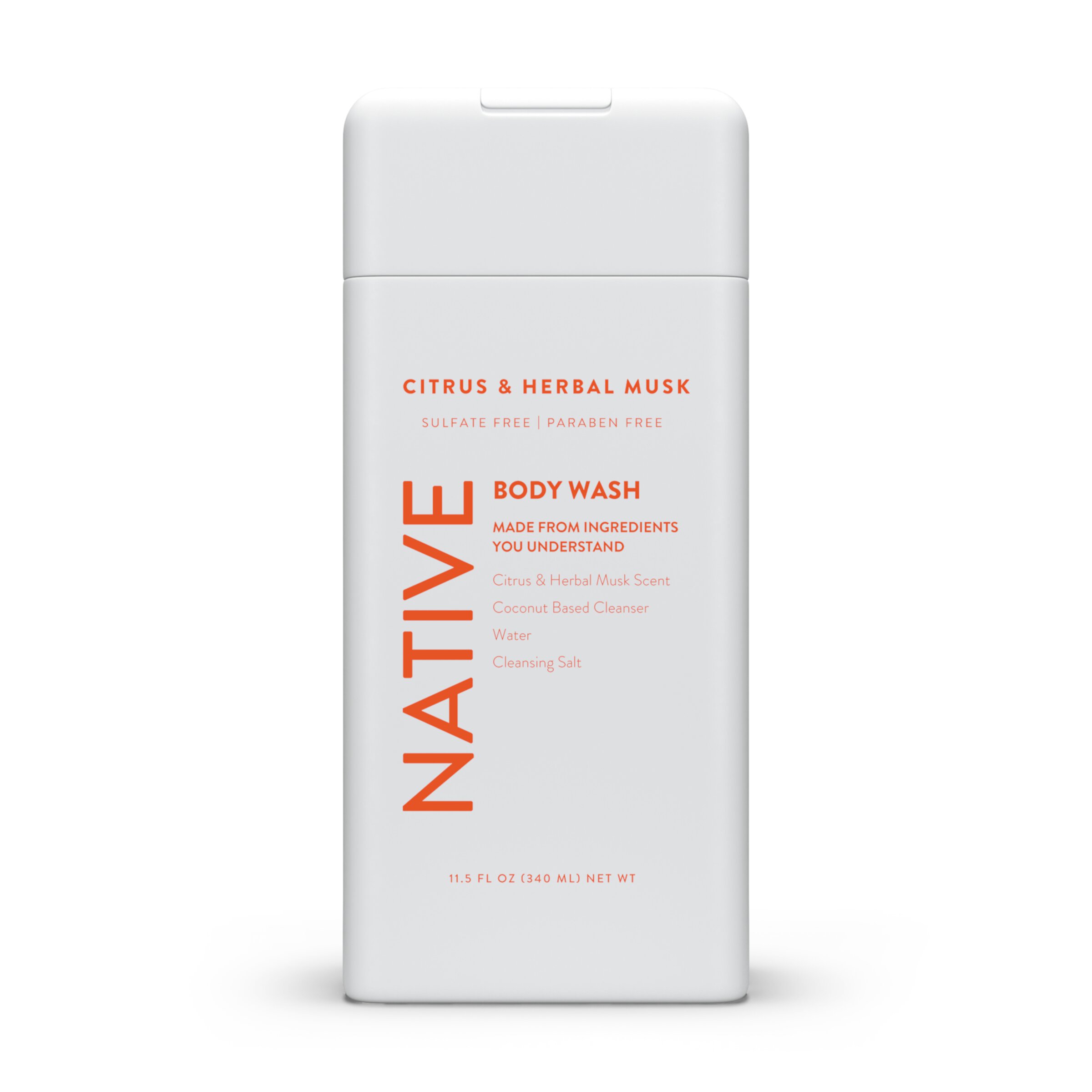 Native Natural Body Wash, Citrus and Herbal Musk, 11.5 oz Native