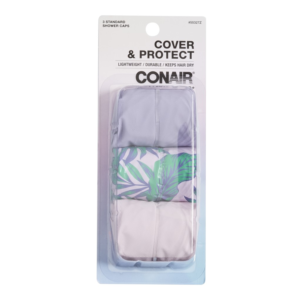 Conair Cover & Protect Shower Caps, Standard Size, 3 Count Conair