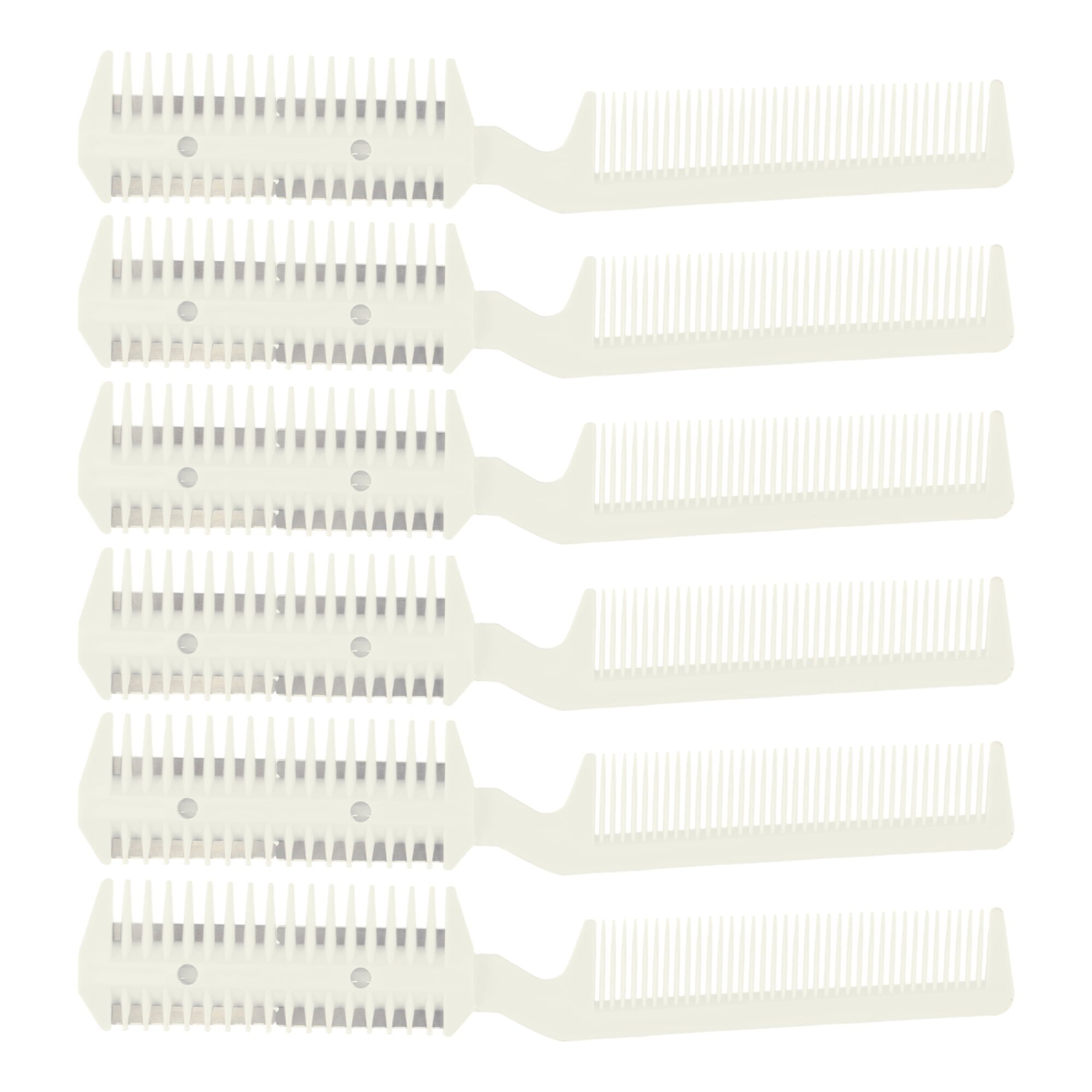 Unique Bargains 6Pcs Split Ends Dual Edge Razor Comb Hair Trimmer Hair Thinning Comb Beige Unique Bargains